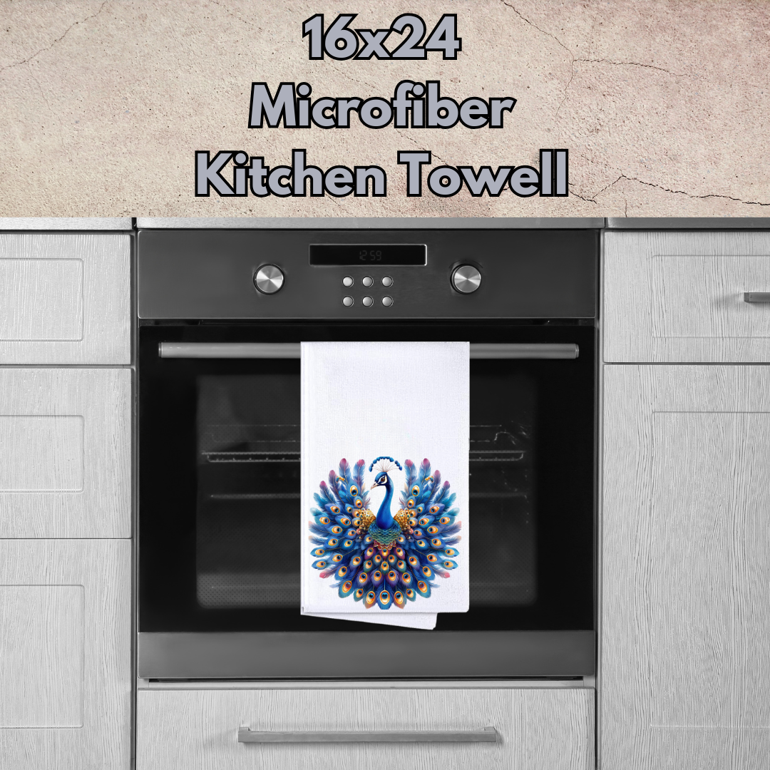 Peacock Bloom Microfiber Kitchen Towel