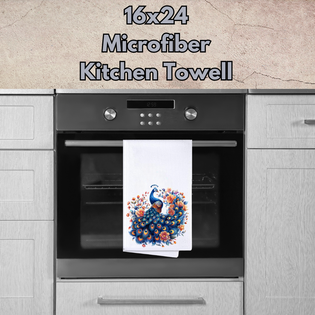 Peacock Bloom Microfiber Kitchen Towel