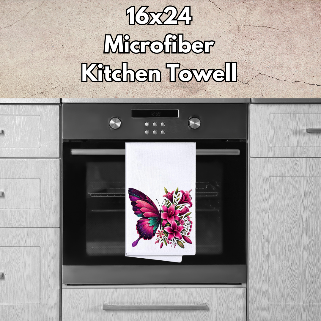 Butterfly Bloom Microfiber Kitchen Towels – 16x24