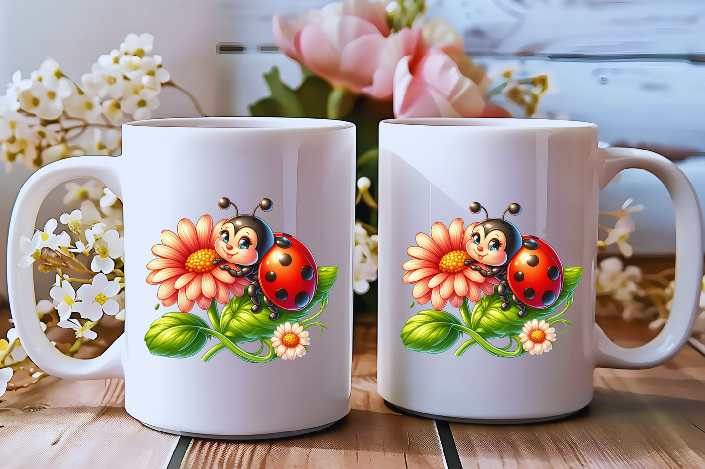 πΈ Ladybug Bloom Ceramic Mug Collection β Double-Sided Delight