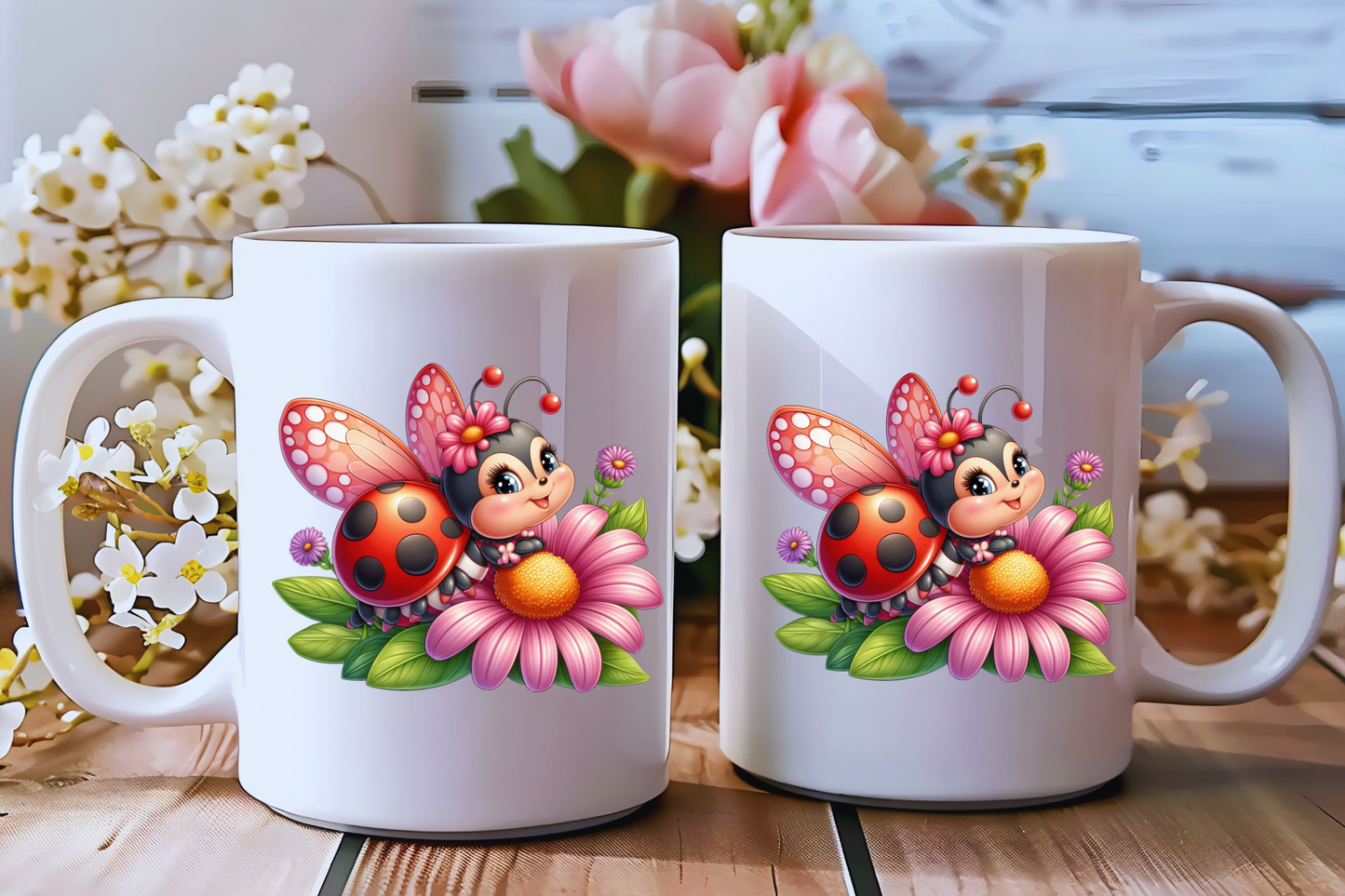 πΈ Ladybug Bloom Ceramic Mug Collection β Double-Sided Delight