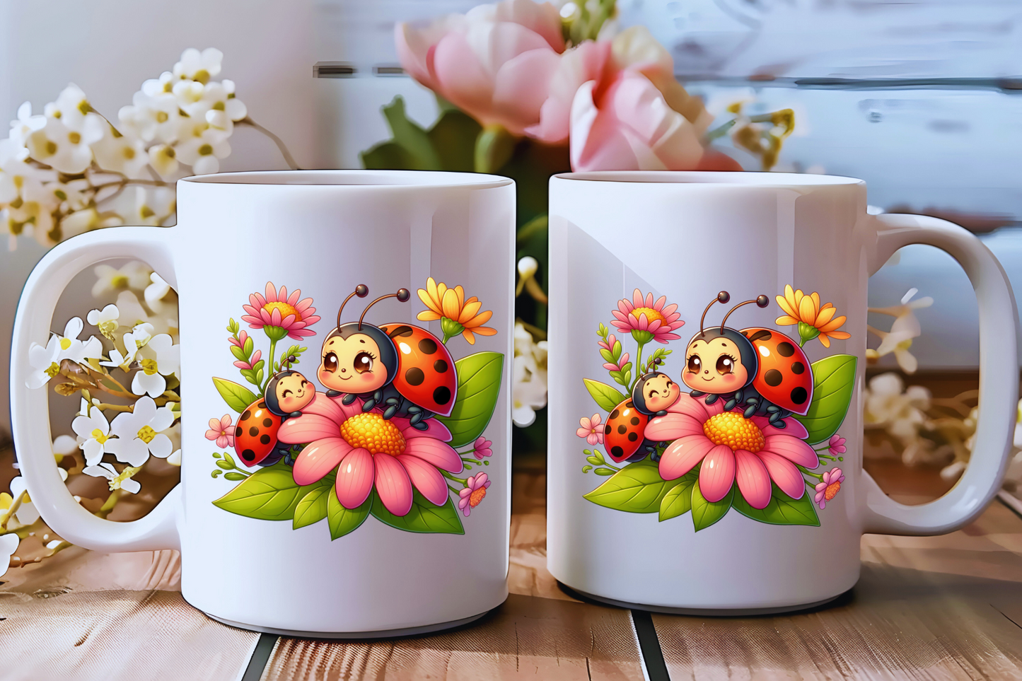 πΈ Ladybug Bloom Ceramic Mug Collection β Double-Sided Delight