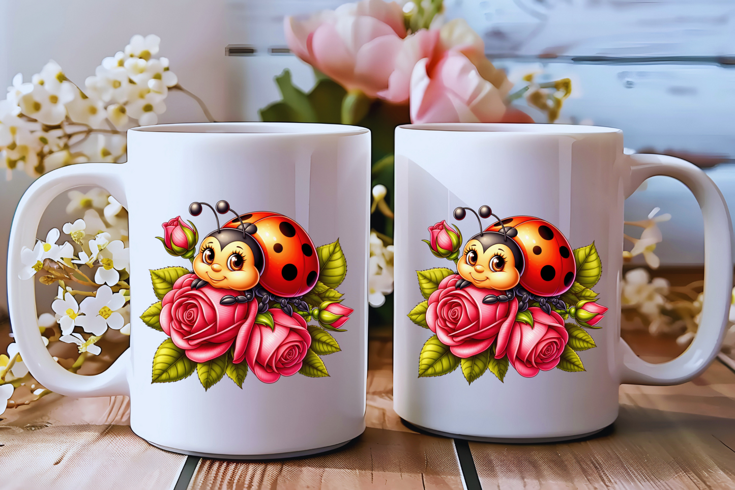 πΈ Ladybug Bloom Ceramic Mug Collection β Double-Sided Delight