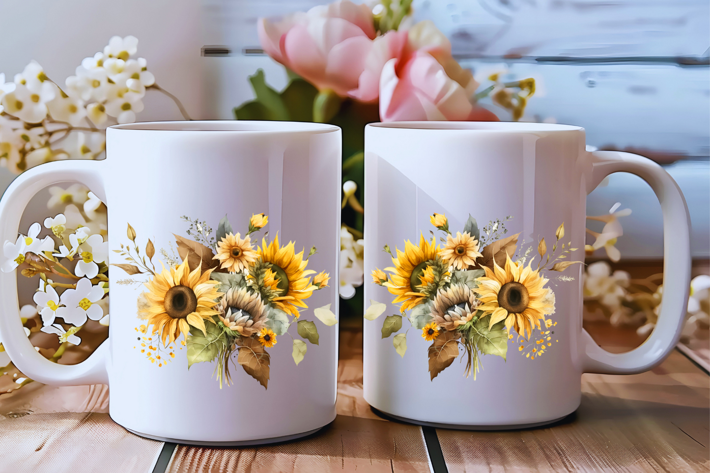 Golden Harvest Mug Collection β Rustic Sunflower Blooms