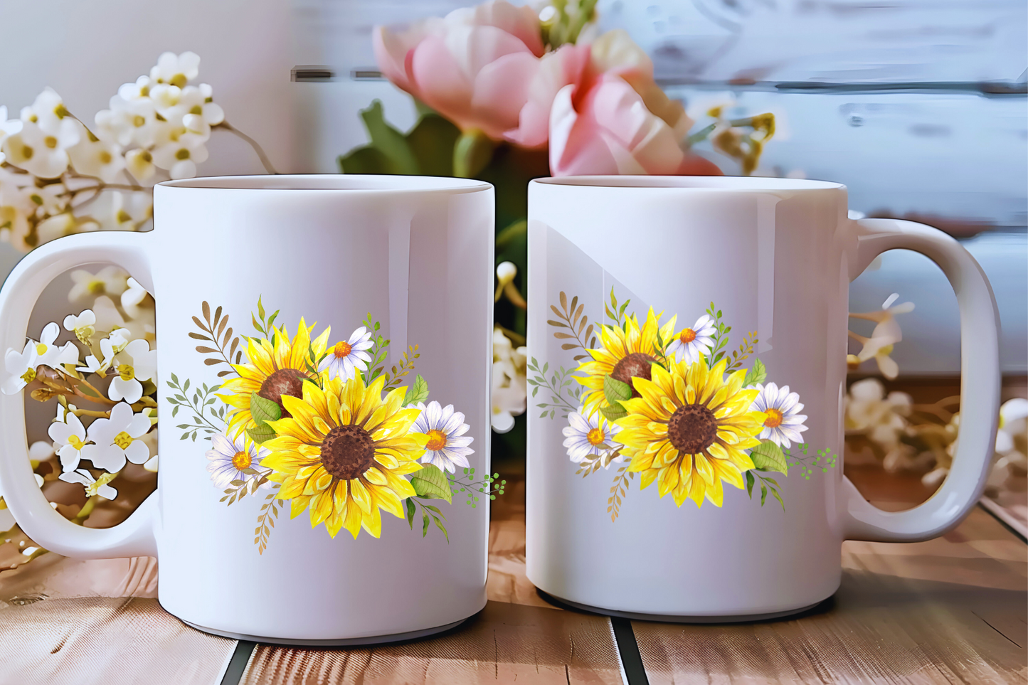 Golden Harvest Mug Collection β Rustic Sunflower Blooms