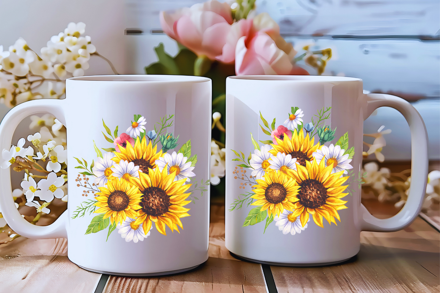 Golden Harvest Mug Collection β Rustic Sunflower Blooms