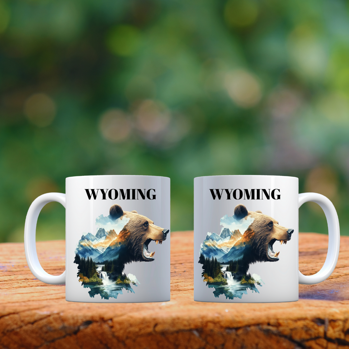 Wild Wyoming Grizzly Mug Set – Mountain Majesty Collection