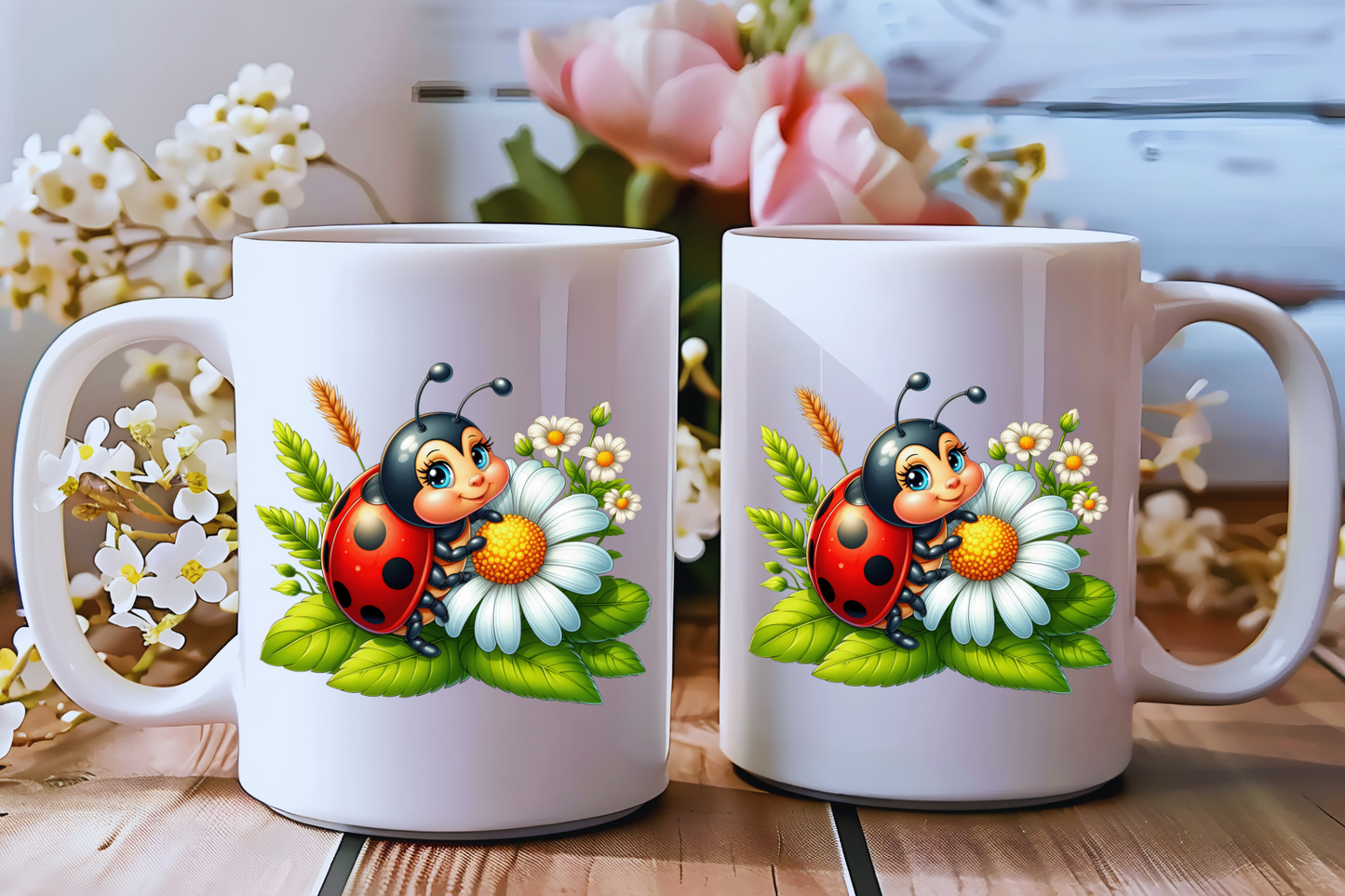 πΈ Ladybug Bloom Ceramic Mug Collection β Double-Sided Delight