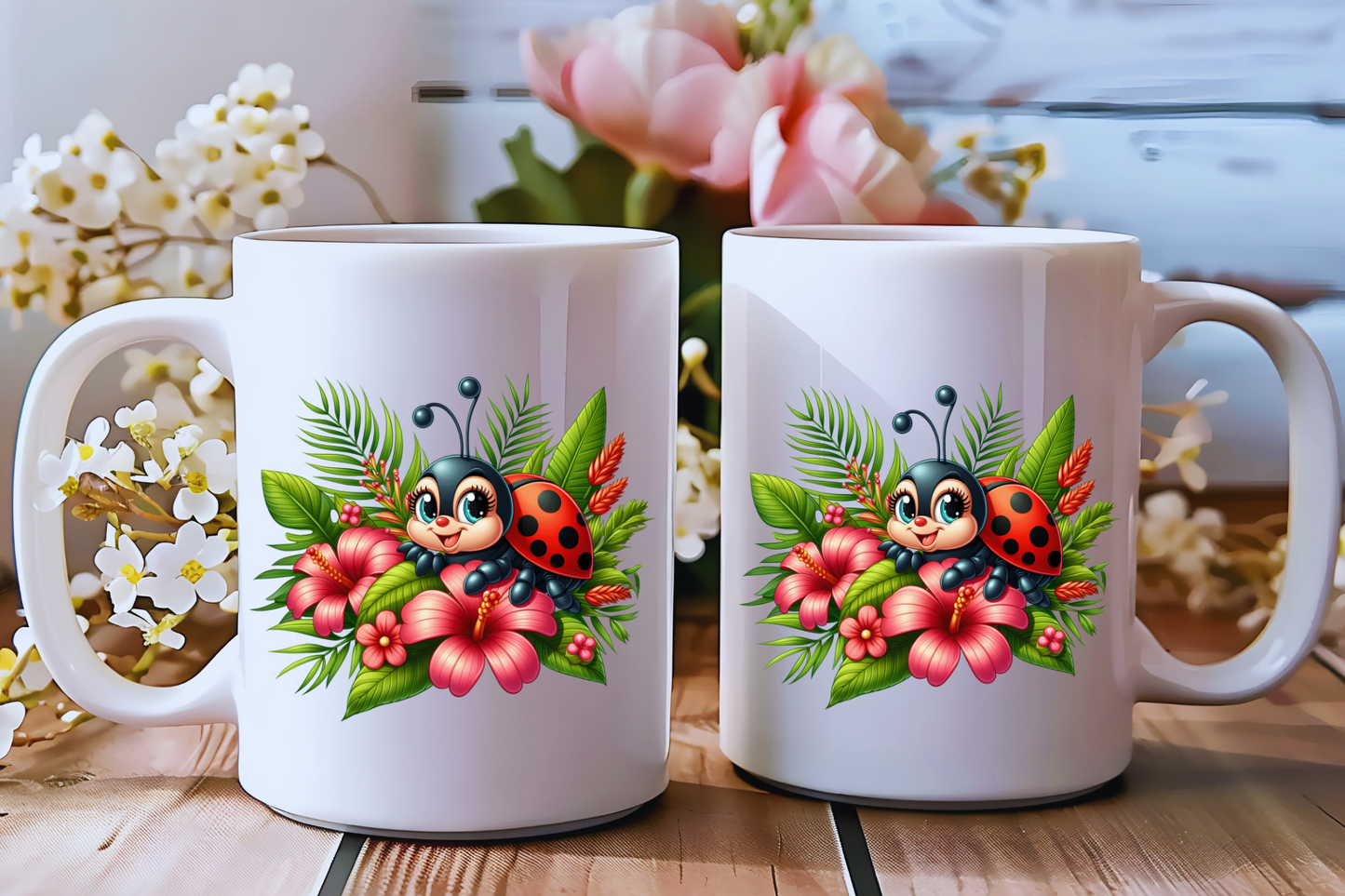 πΈ Ladybug Bloom Ceramic Mug Collection β Double-Sided Delight
