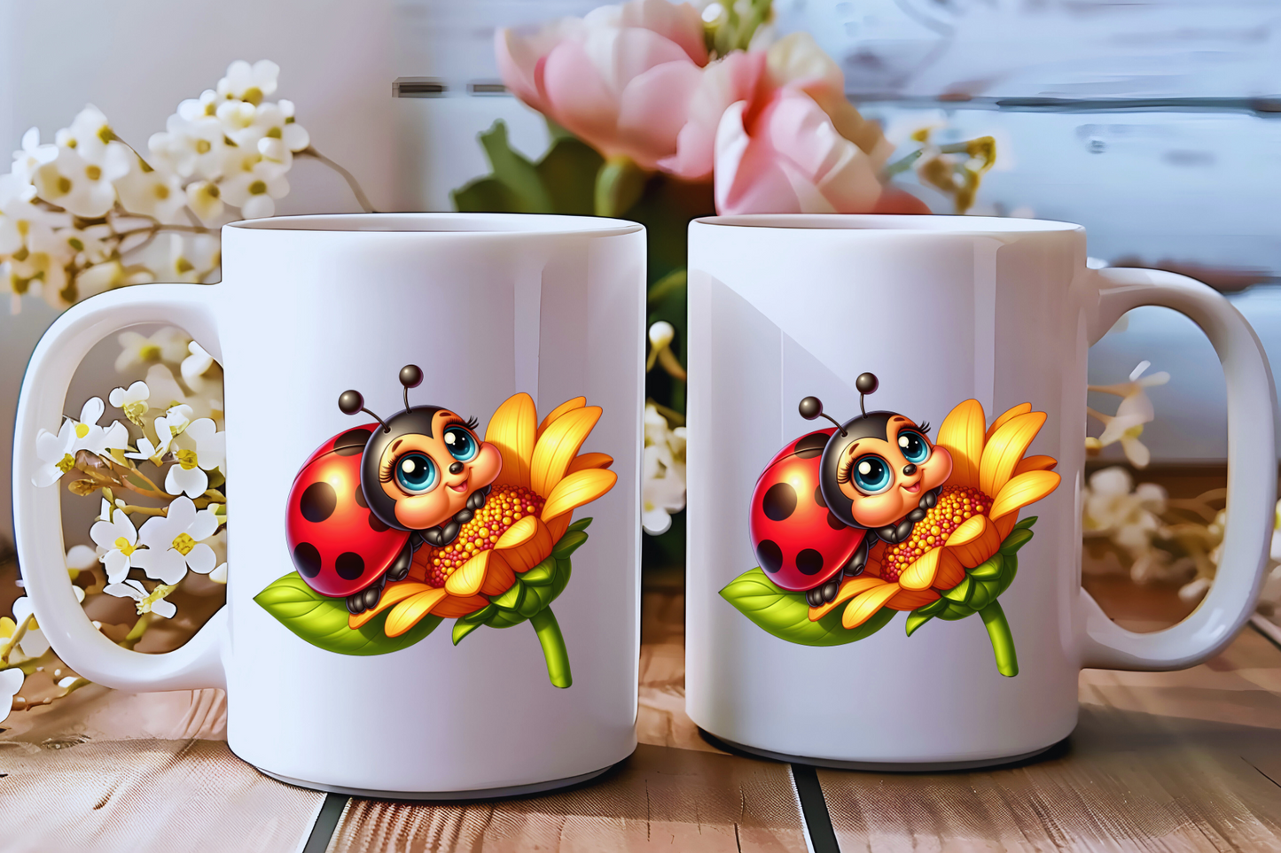 πΈ Ladybug Bloom Ceramic Mug Collection β Double-Sided Delight