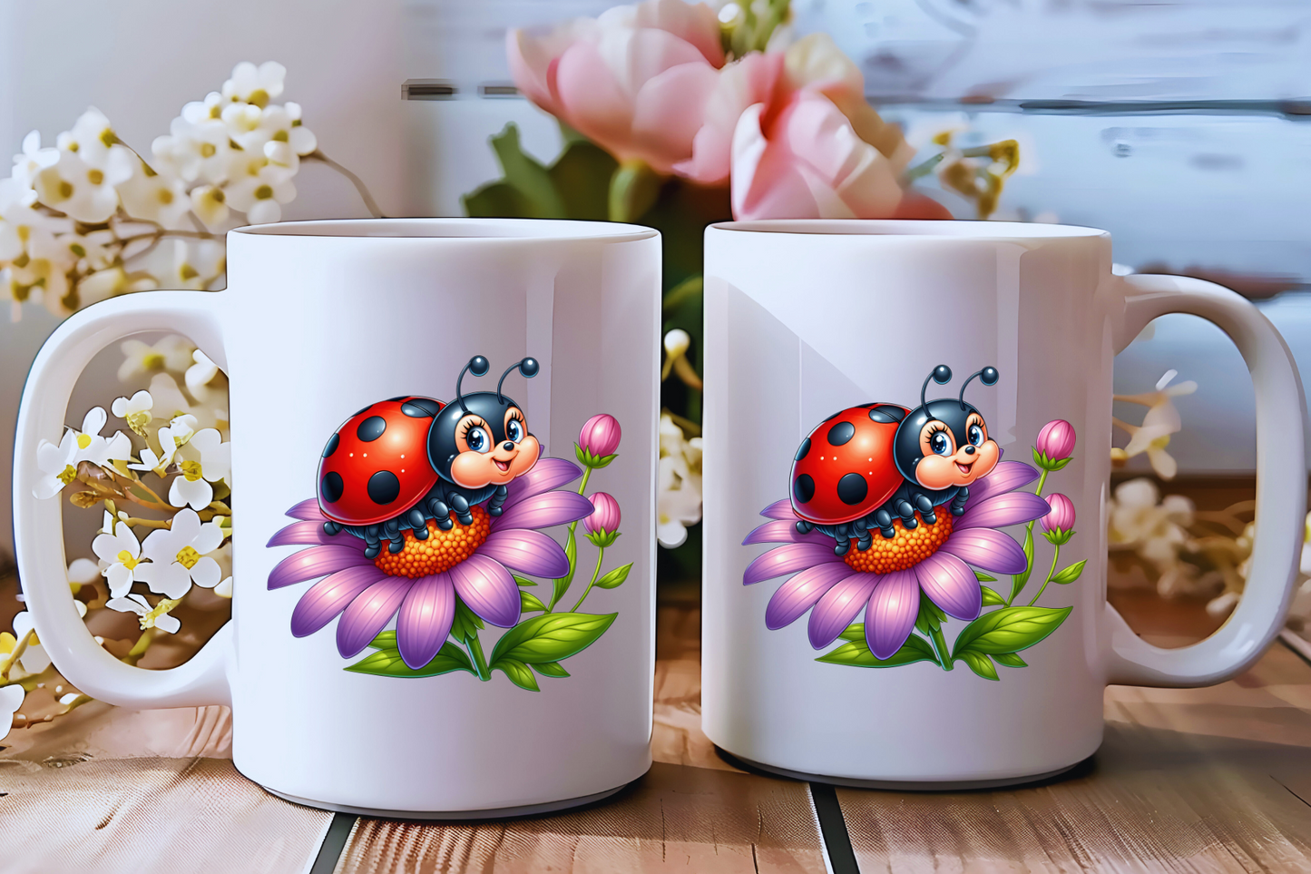 πΈ Ladybug Bloom Ceramic Mug Collection β Double-Sided Delight