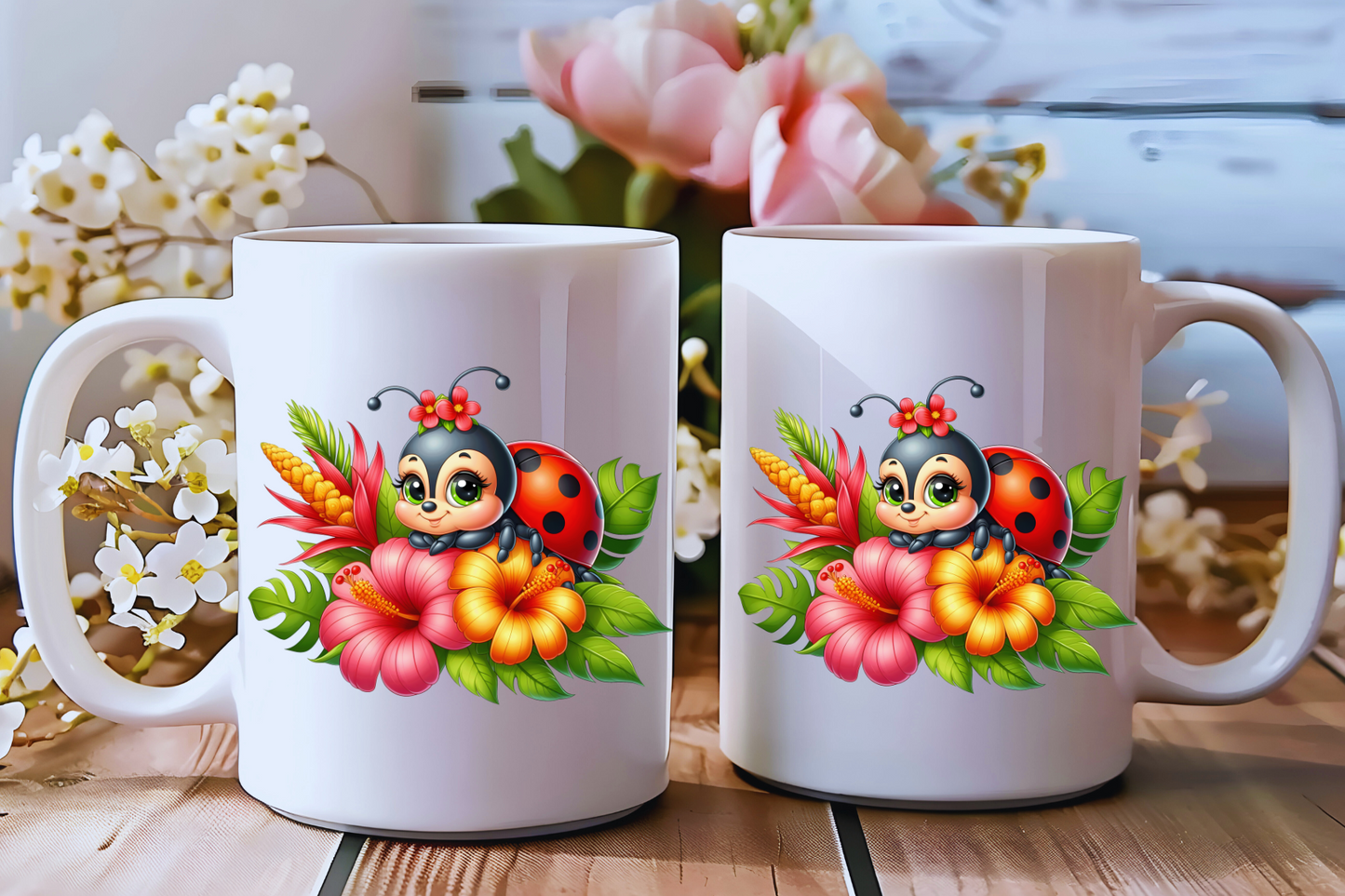 πΈ Ladybug Bloom Ceramic Mug Collection β Double-Sided Delight