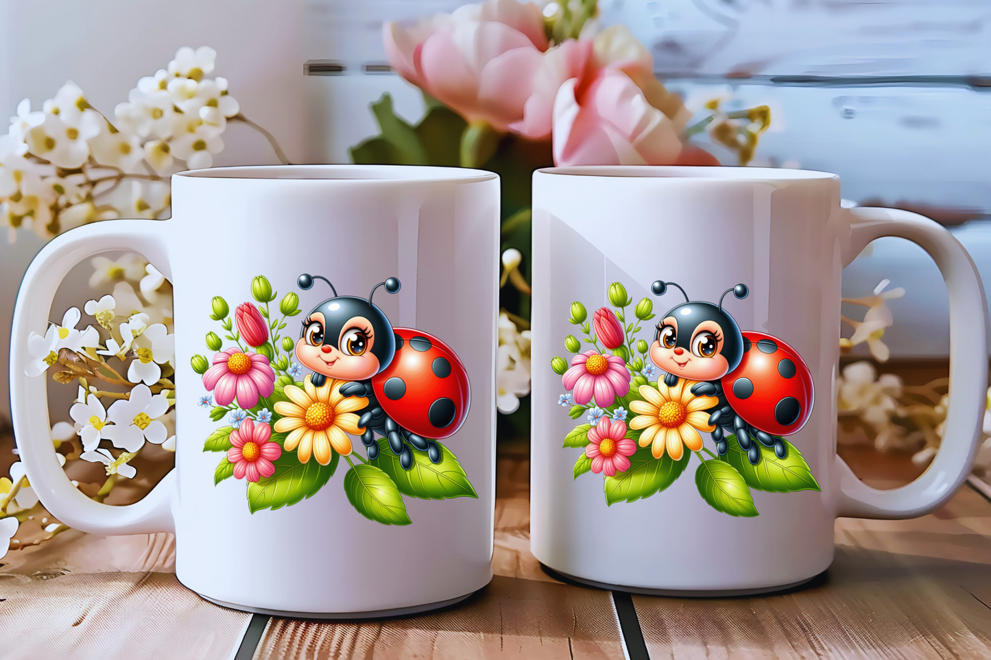 πΈ Ladybug Bloom Ceramic Mug Collection β Double-Sided Delight
