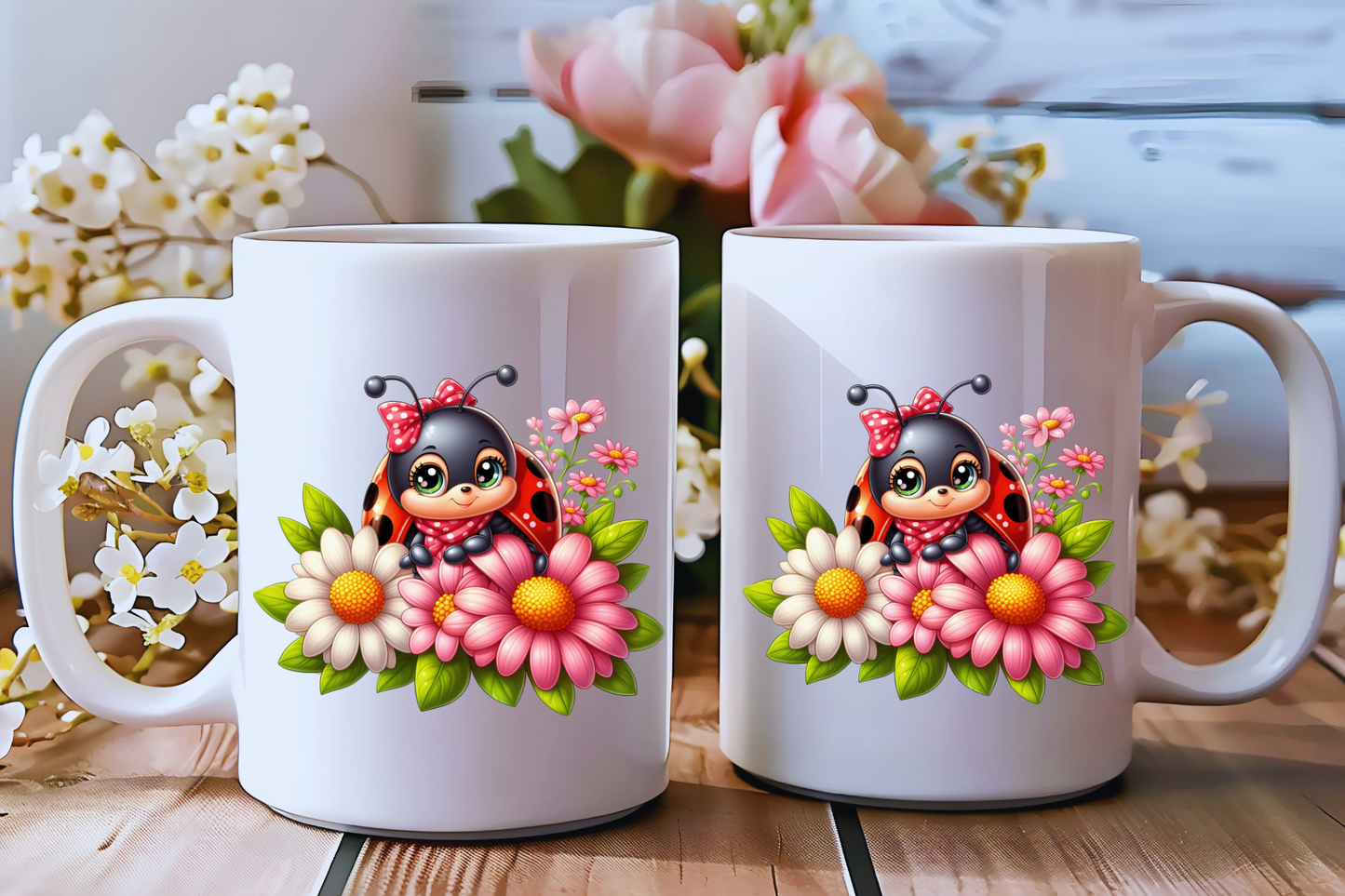 πΈ Ladybug Bloom Ceramic Mug Collection β Double-Sided Delight