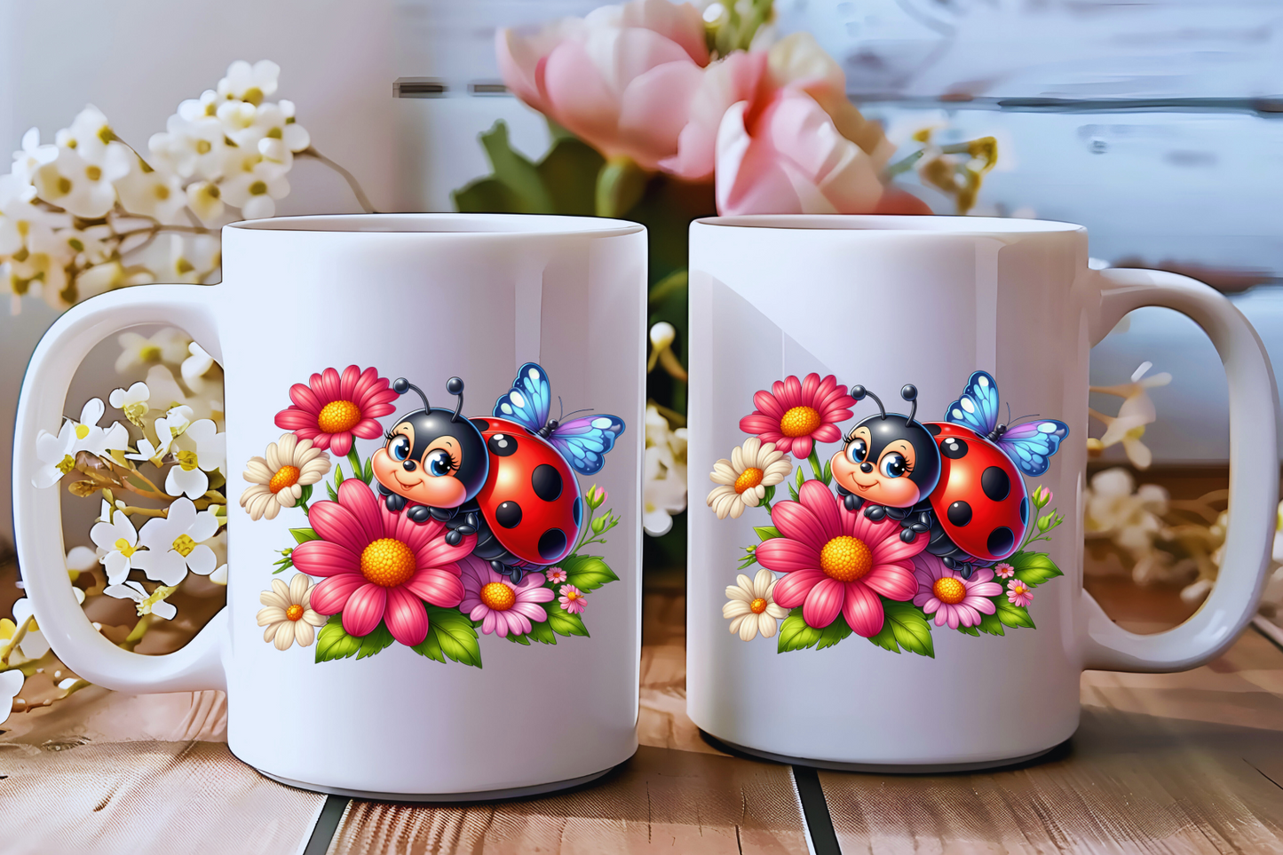 πΈ Ladybug Bloom Ceramic Mug Collection β Double-Sided Delight