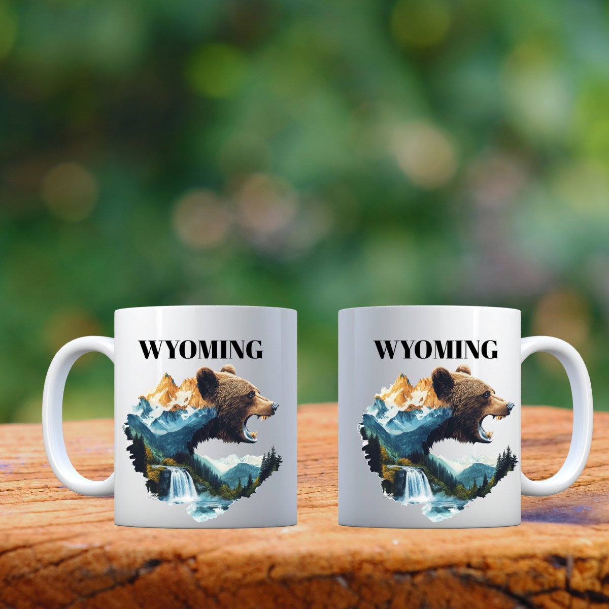 Wild Wyoming Grizzly Mug Set – Mountain Majesty Collection