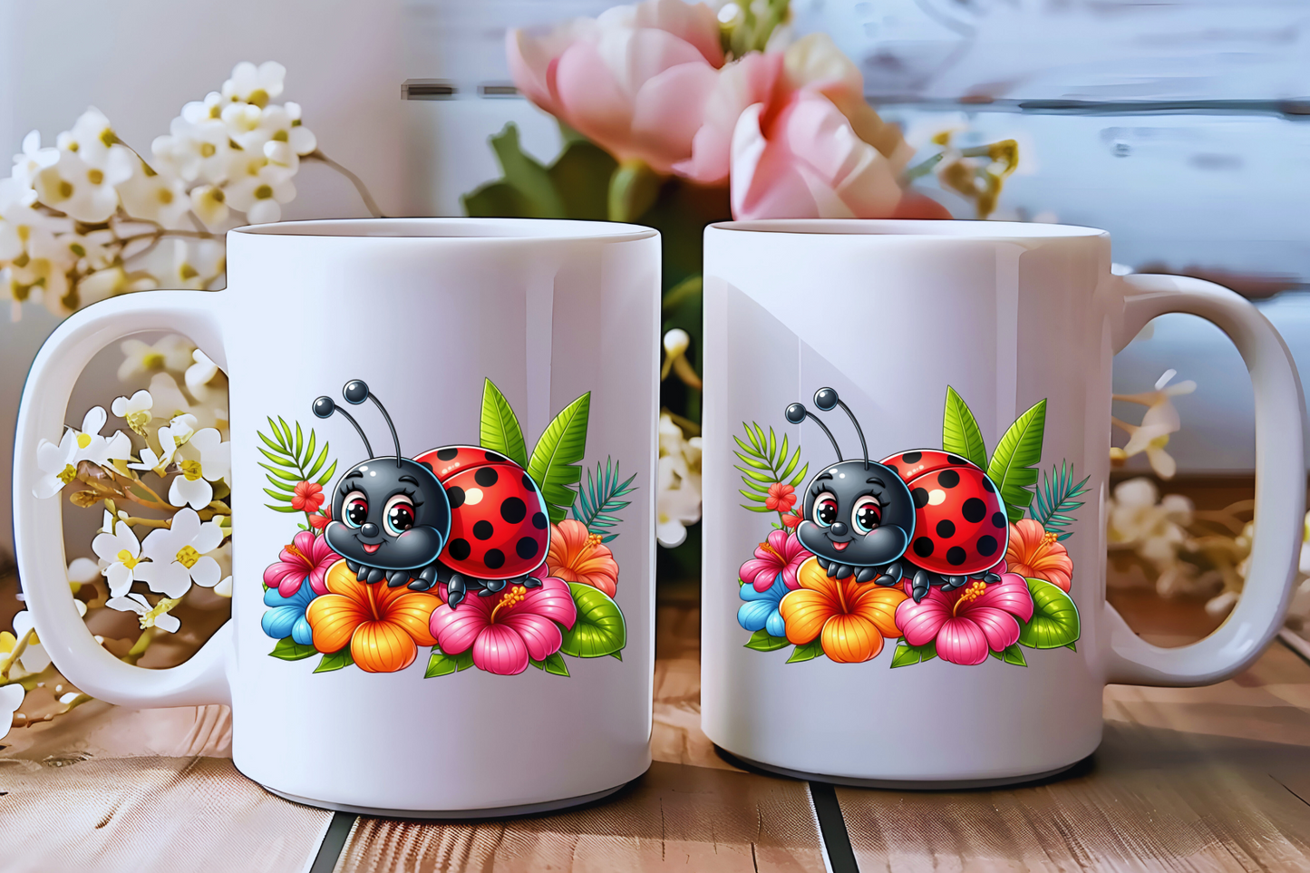 πΈ Ladybug Bloom Ceramic Mug Collection β Double-Sided Delight
