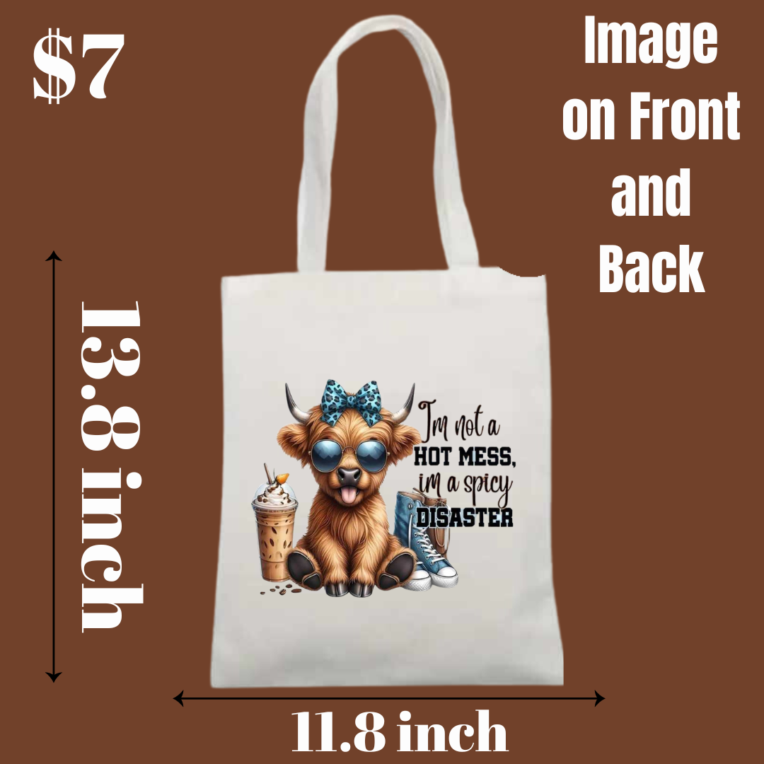Spicy Disaster Highland Cow Tote Bag
