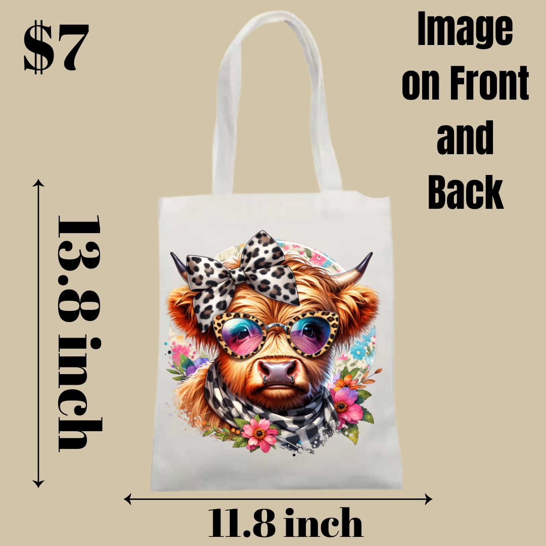 Highland Cow Tote Bag Collection - Image on Front and Back