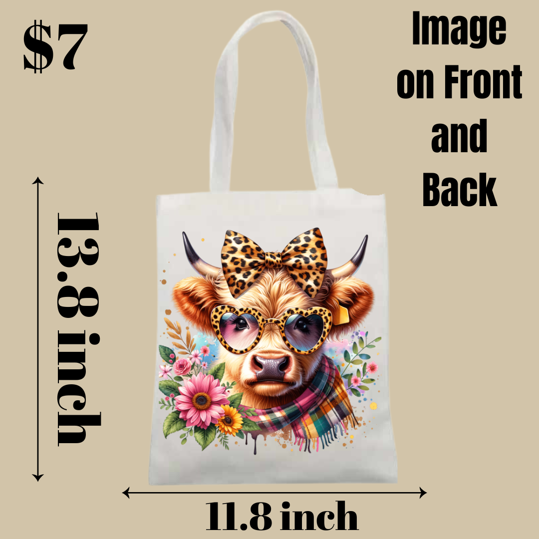 Highland Cow Tote Bag Collection - Image on Front and Back
