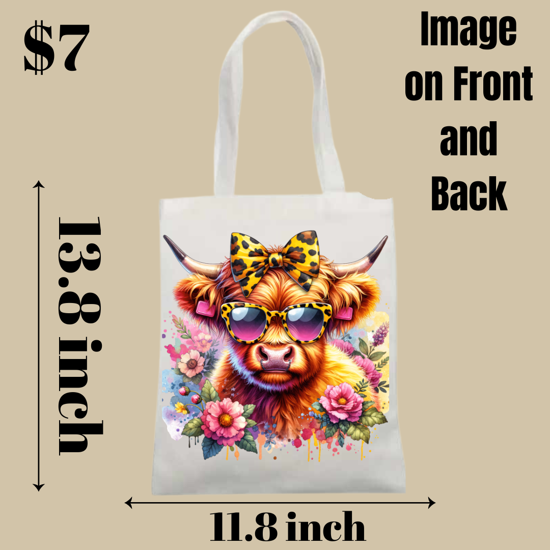 Highland Cow Tote Bag Collection - Image on Front and Back