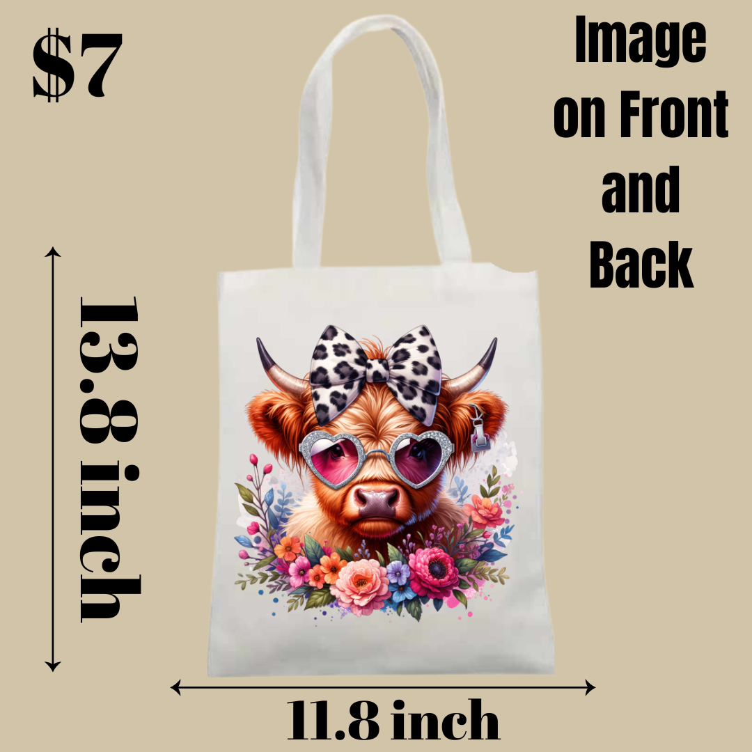Highland Cow Tote Bag Collection - Image on Front and Back