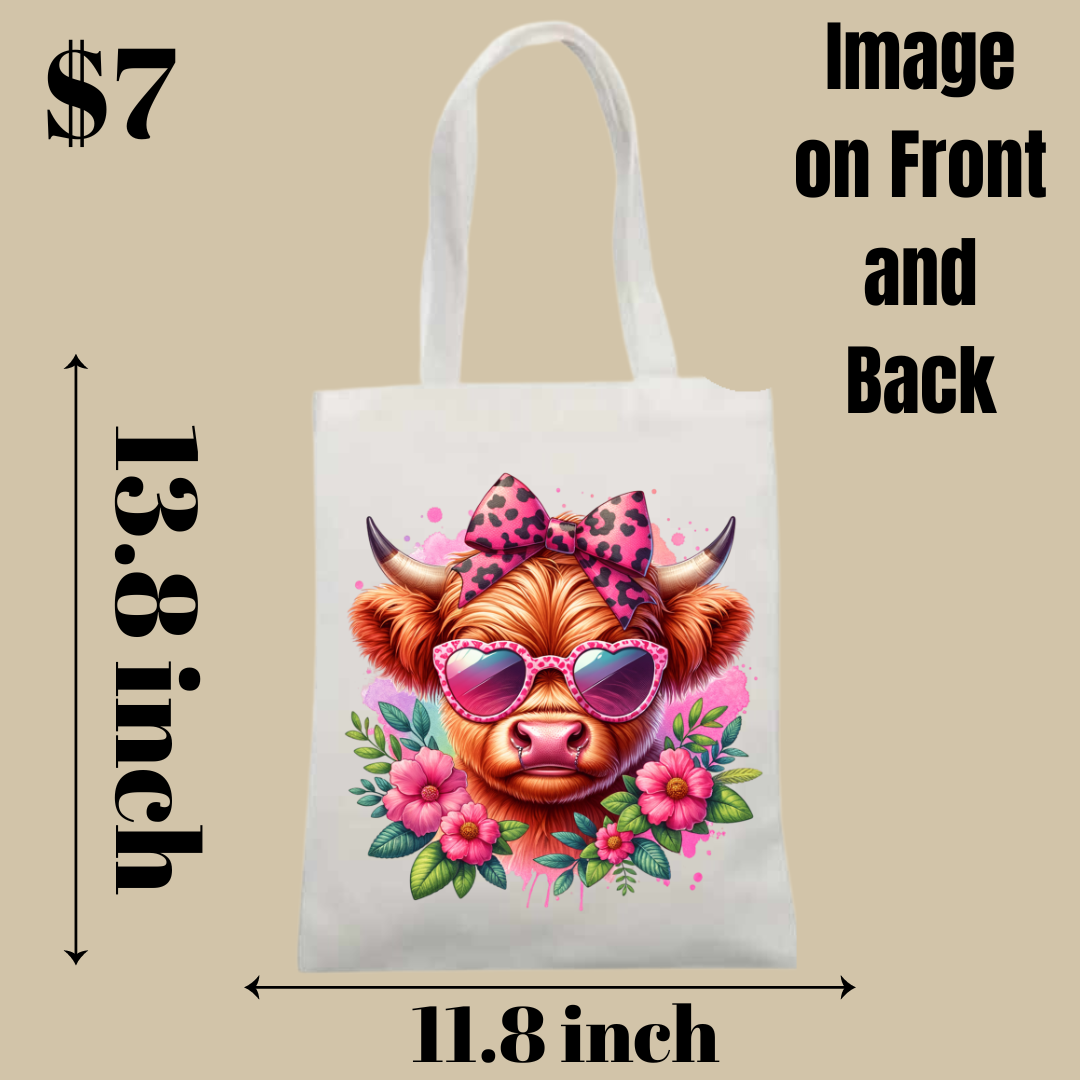 Highland Cow Tote Bag Collection - Image on Front and Back