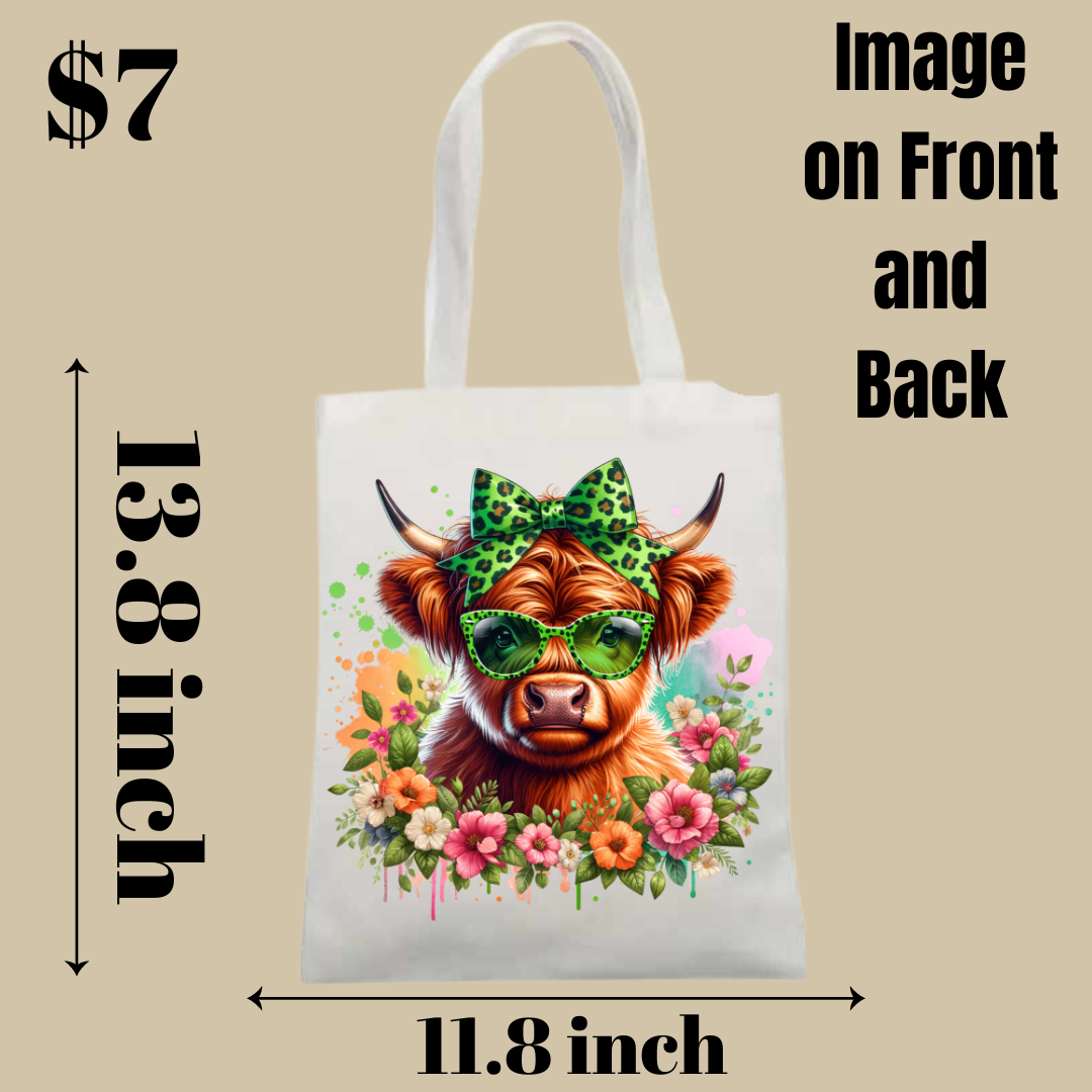 Highland Cow Tote Bag Collection - Image on Front and Back