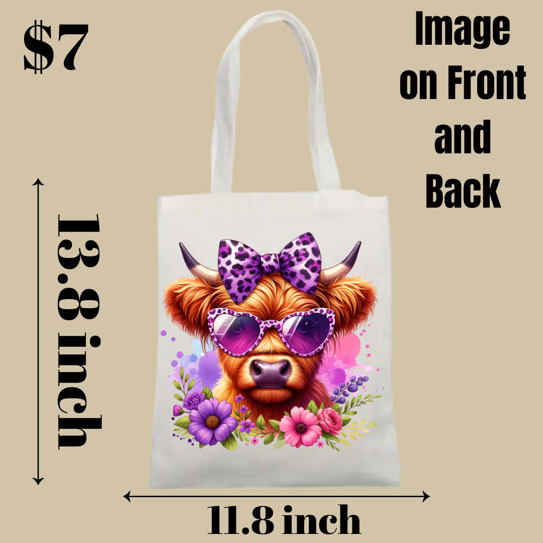 Highland Cow Tote Bag Collection - Image on Front and Back