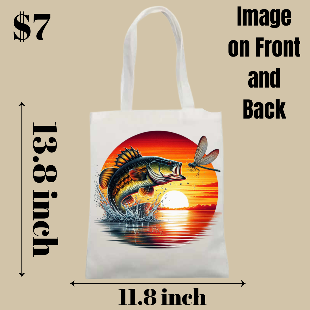 Fishing Sunset Tote Bag - Image on Front and Back