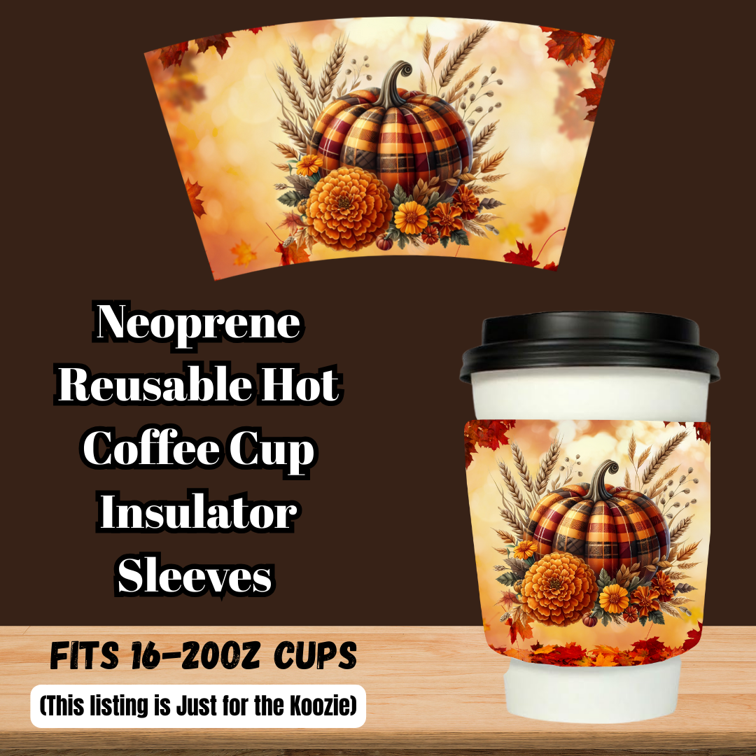 Autumn Harvest Coffee Cup Koozie Collection – Neoprene Reusable Sleeves (16–20oz Cups)