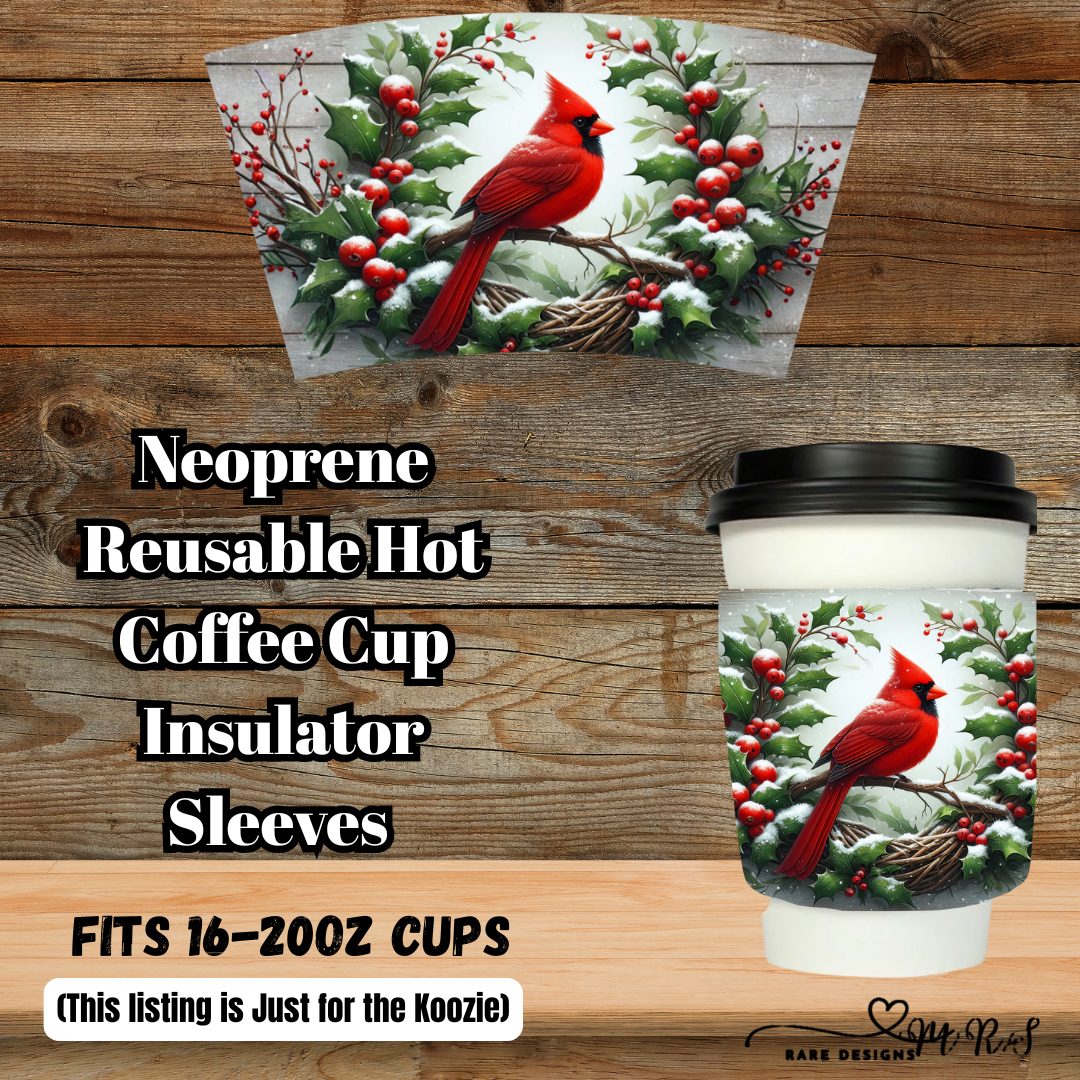 Cardinal Cozy Cup Sleeve – Neoprene Insulator (Fits 16–20oz Hot Cups)