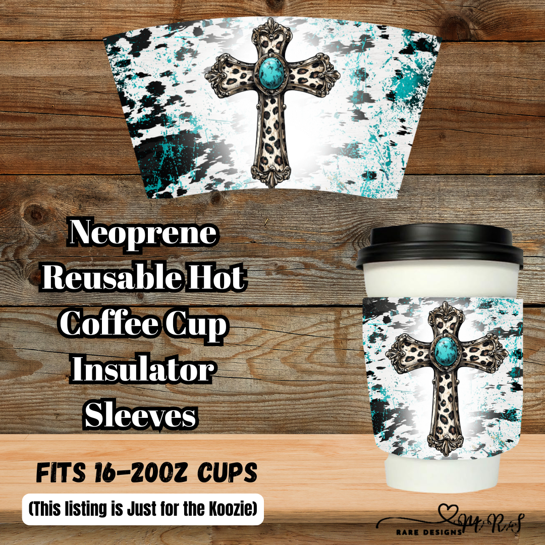Cross & Sunflower Coffee Sleeve Collection – Neoprene Reusable 16–20oz (Sleeve Only)