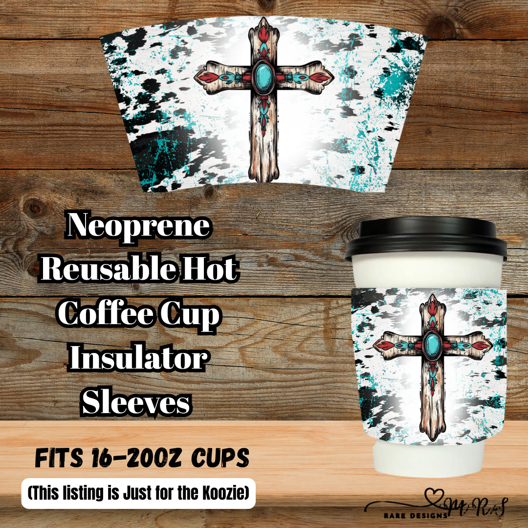 Cross & Sunflower Coffee Sleeve Collection – Neoprene Reusable 16–20oz (Sleeve Only)