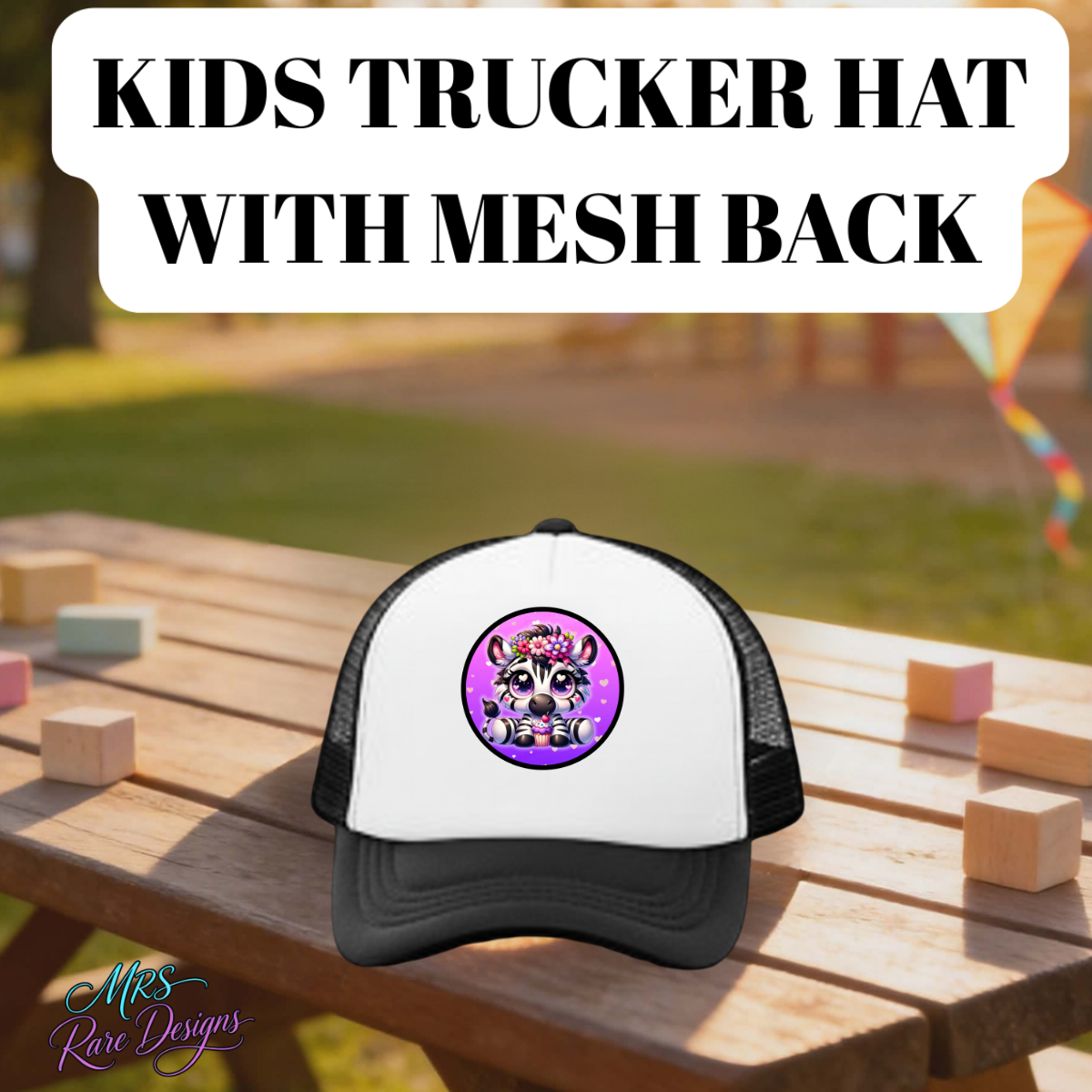 Cute Zebra Kids Trucker Hat Collection – Breathable Mesh Back Snapback (Multi-Color Set)