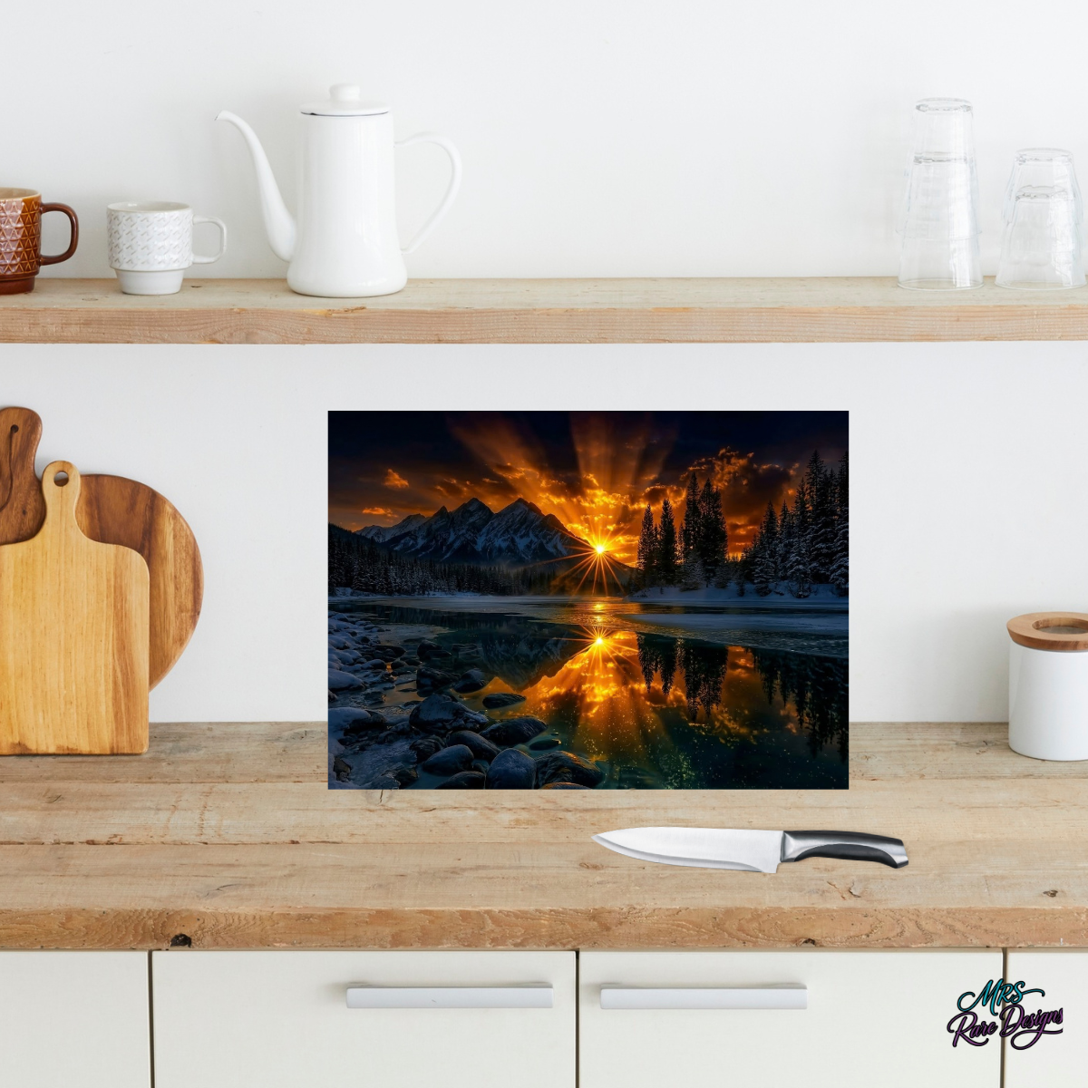 Alpine Golden Hour Glass Cutting Board – 11 x 7.87 Inches