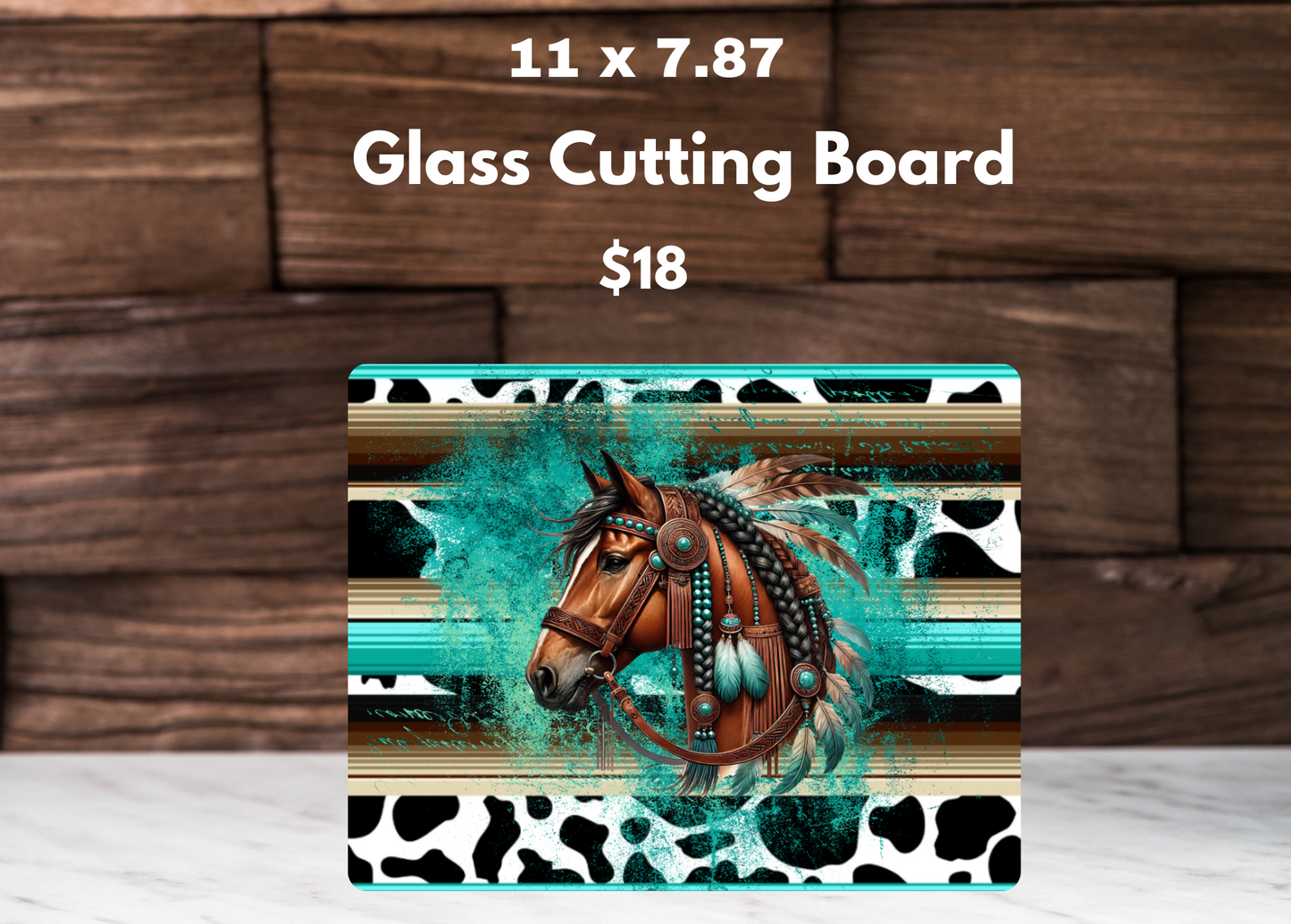 Rustic Equestrian Glass Cutting Board