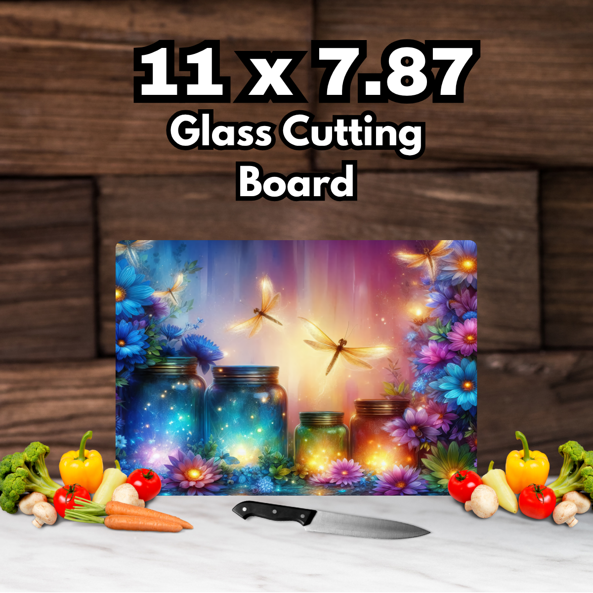 Whimsical Glow Garden Glass Cutting Board