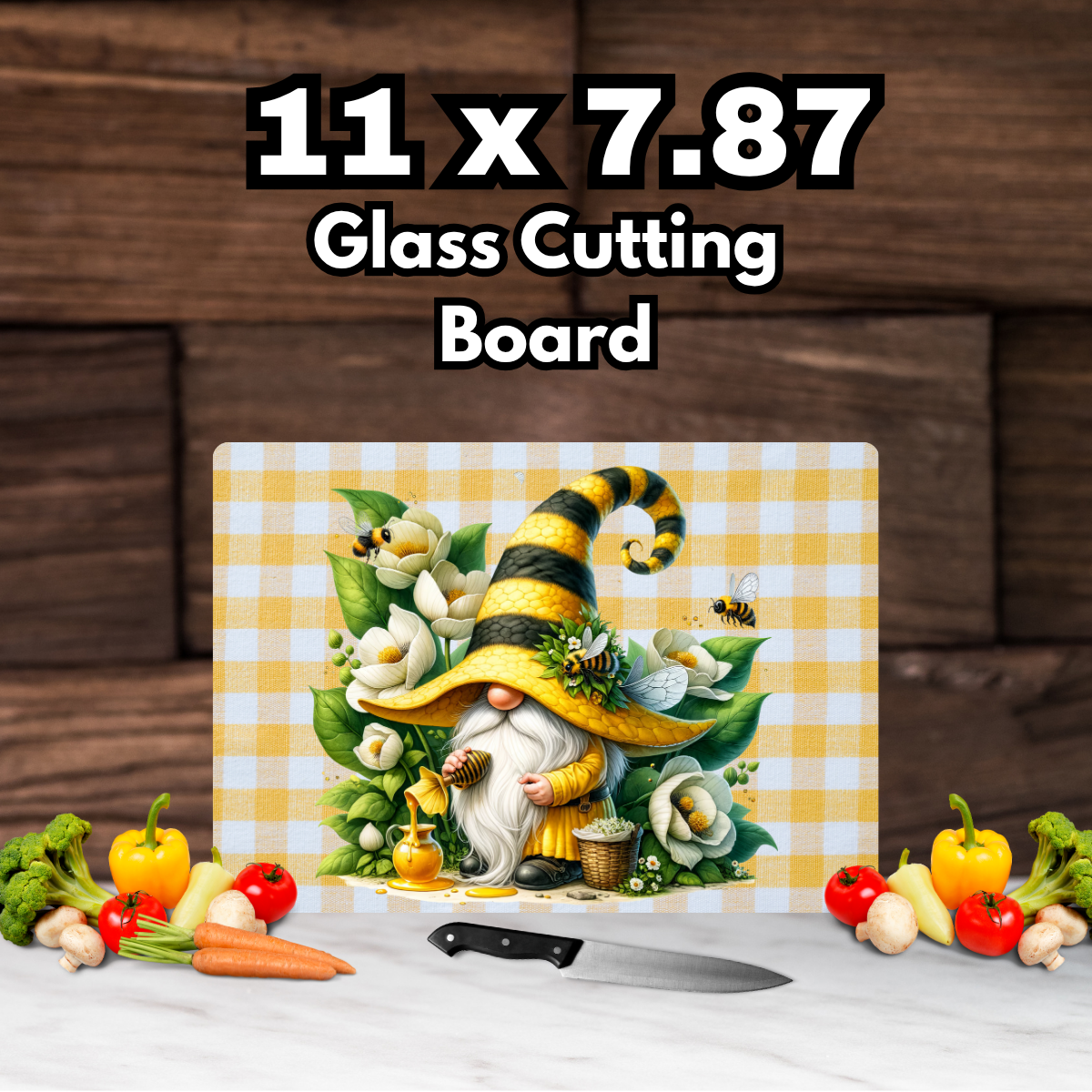Bee Kind Gnome Glass Cutting Board Collection