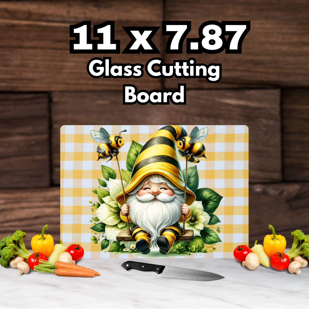 Bee Kind Gnome Glass Cutting Board Collection