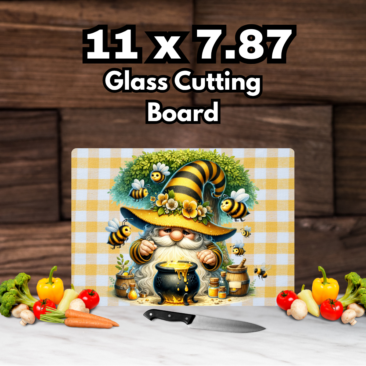Bee Kind Gnome Glass Cutting Board Collection