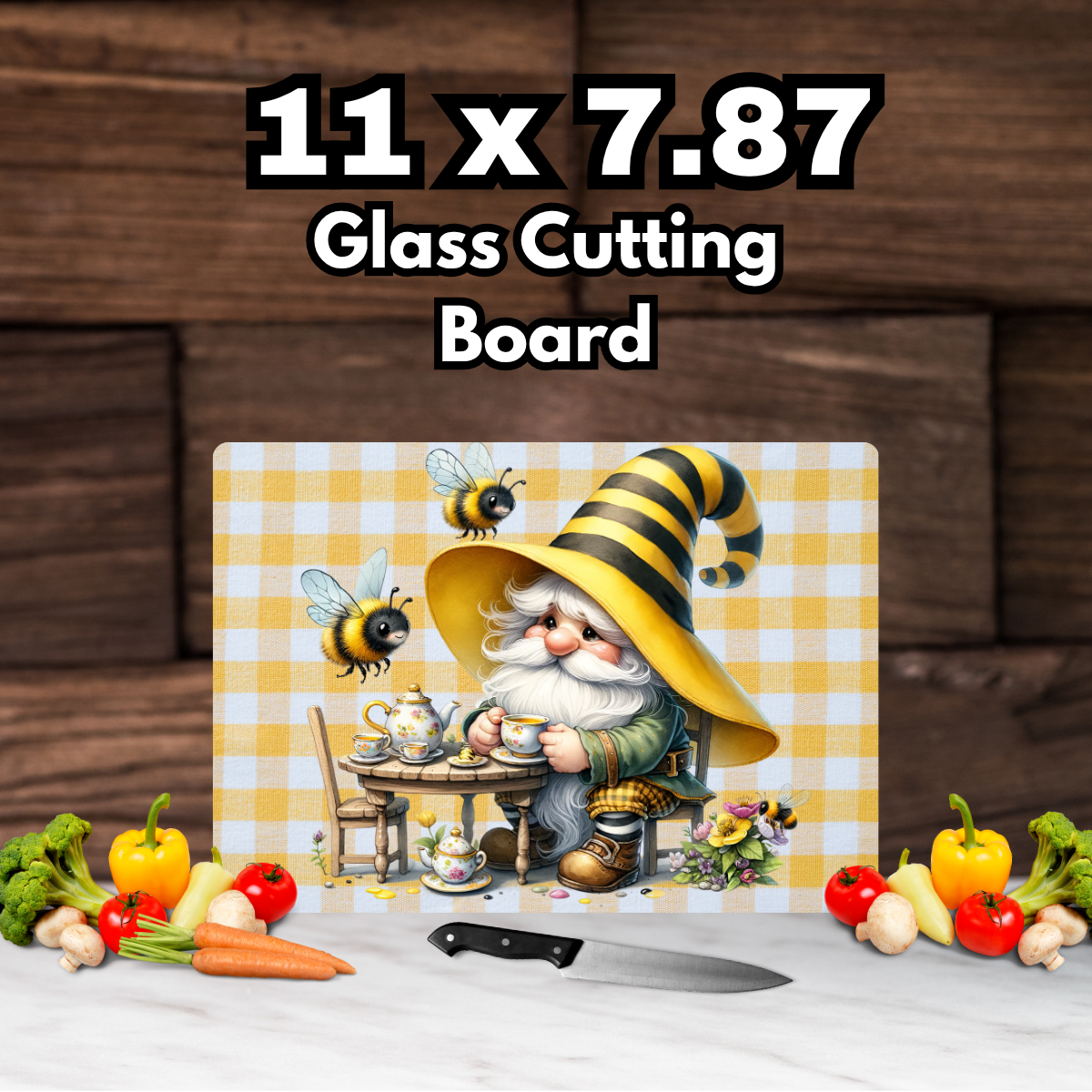 Bee Kind Gnome Glass Cutting Board Collection