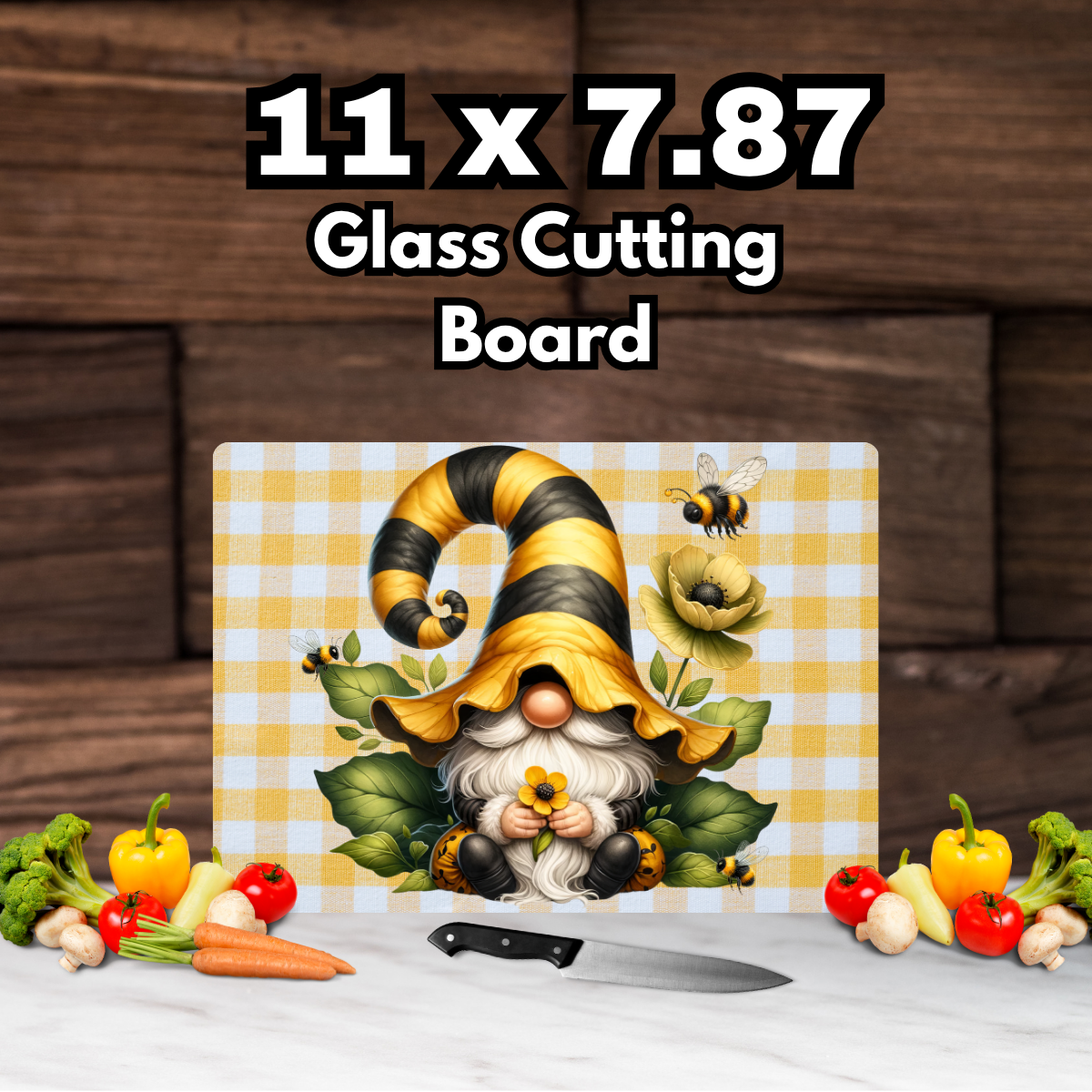 Bee Kind Gnome Glass Cutting Board Collection