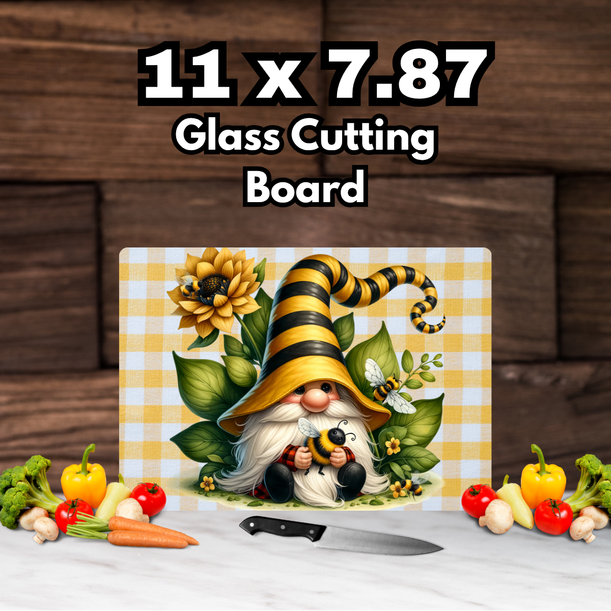 Bee Kind Gnome Glass Cutting Board Collection