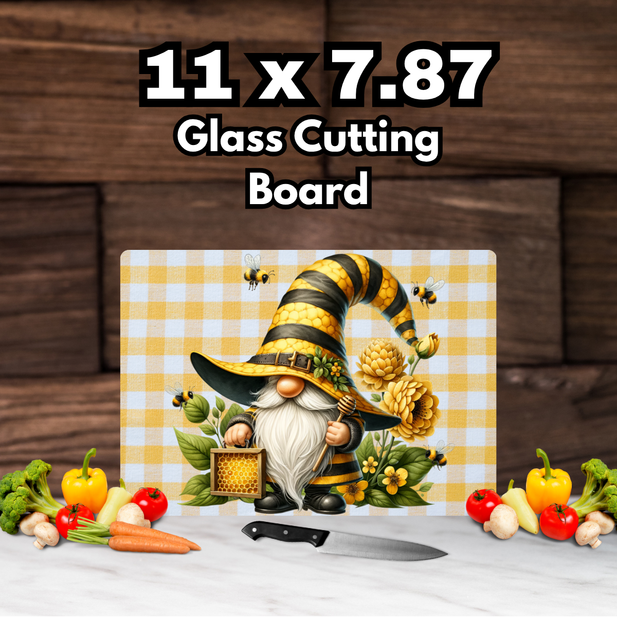 Bee Kind Gnome Glass Cutting Board Collection