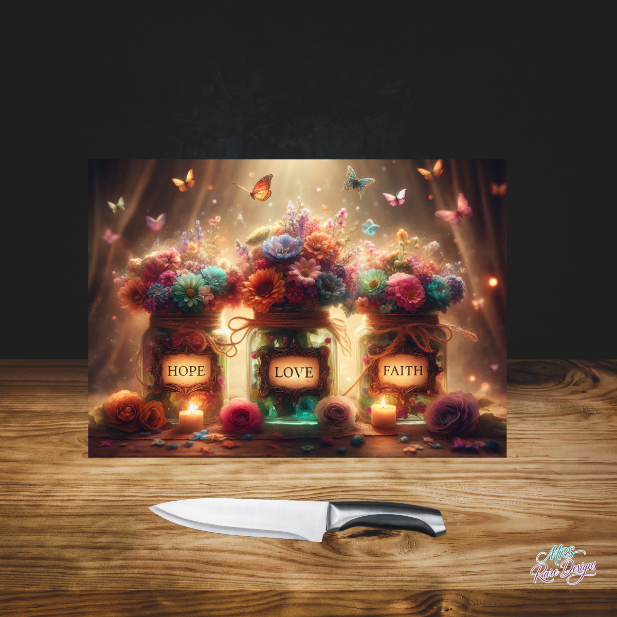 The Radiant Roots: Hope, Love & Faith - Glass Cutting Board