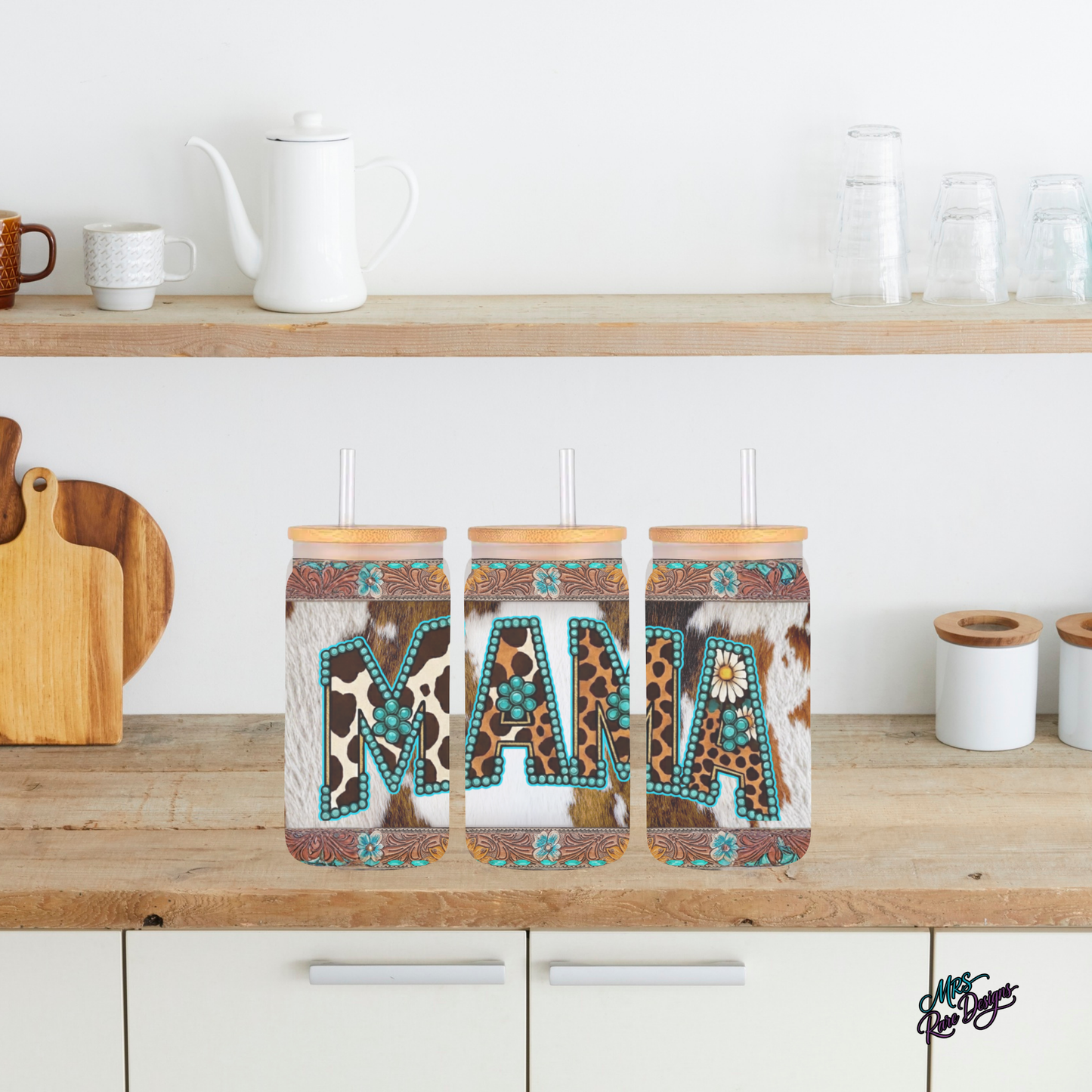 Wildly Yours: 16oz Boho Mama Glass Tumbler