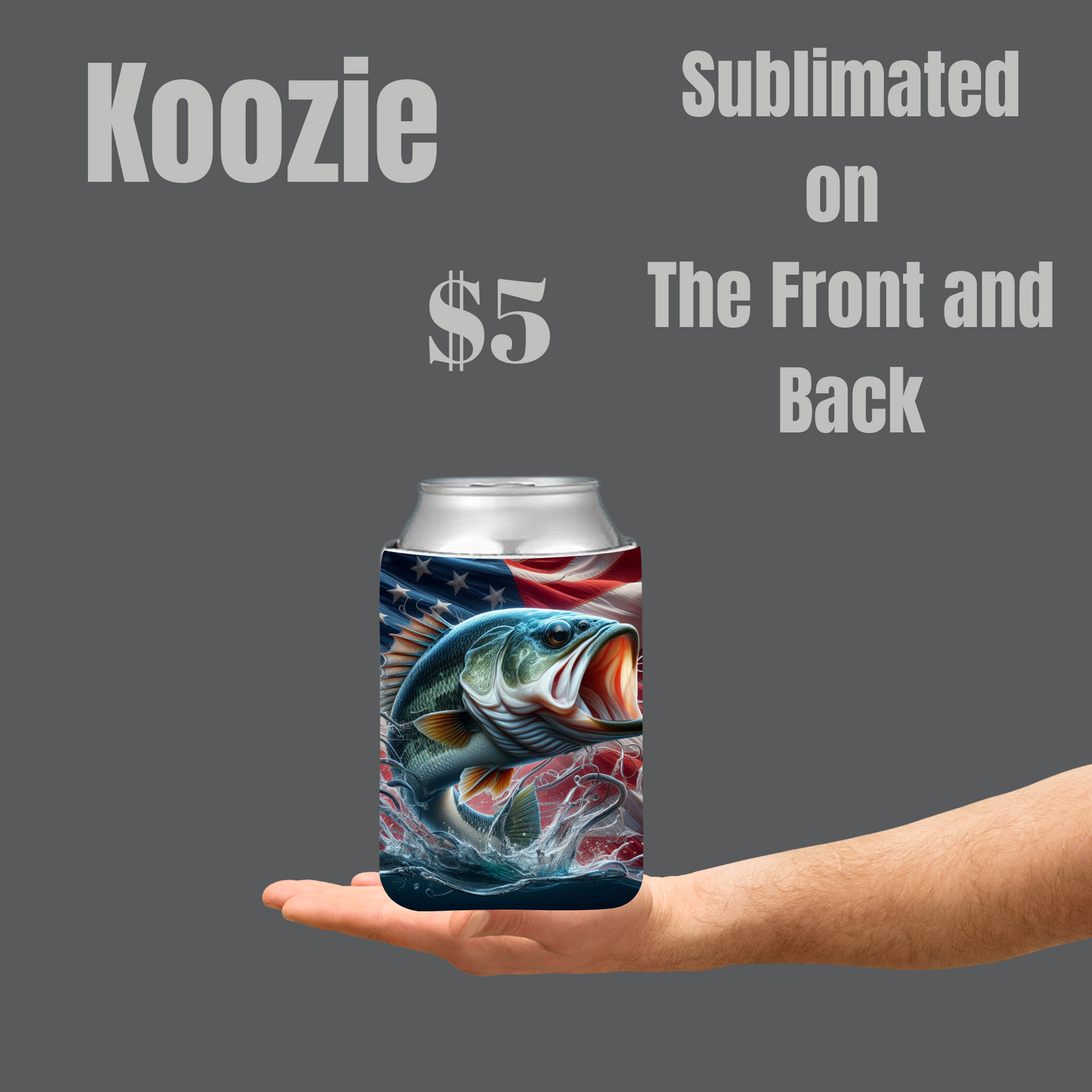 Patriotic Bass Fish Koozie