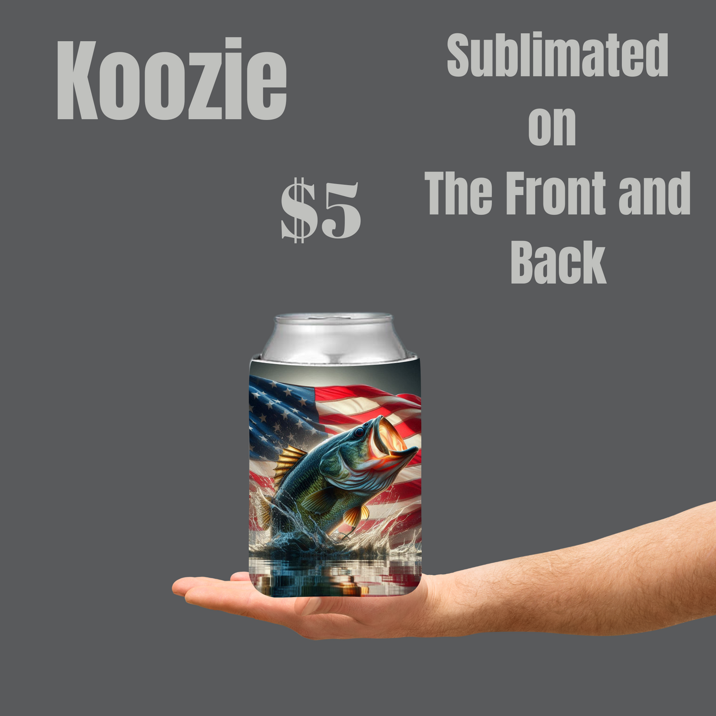 Patriotic Bass Fish Koozie