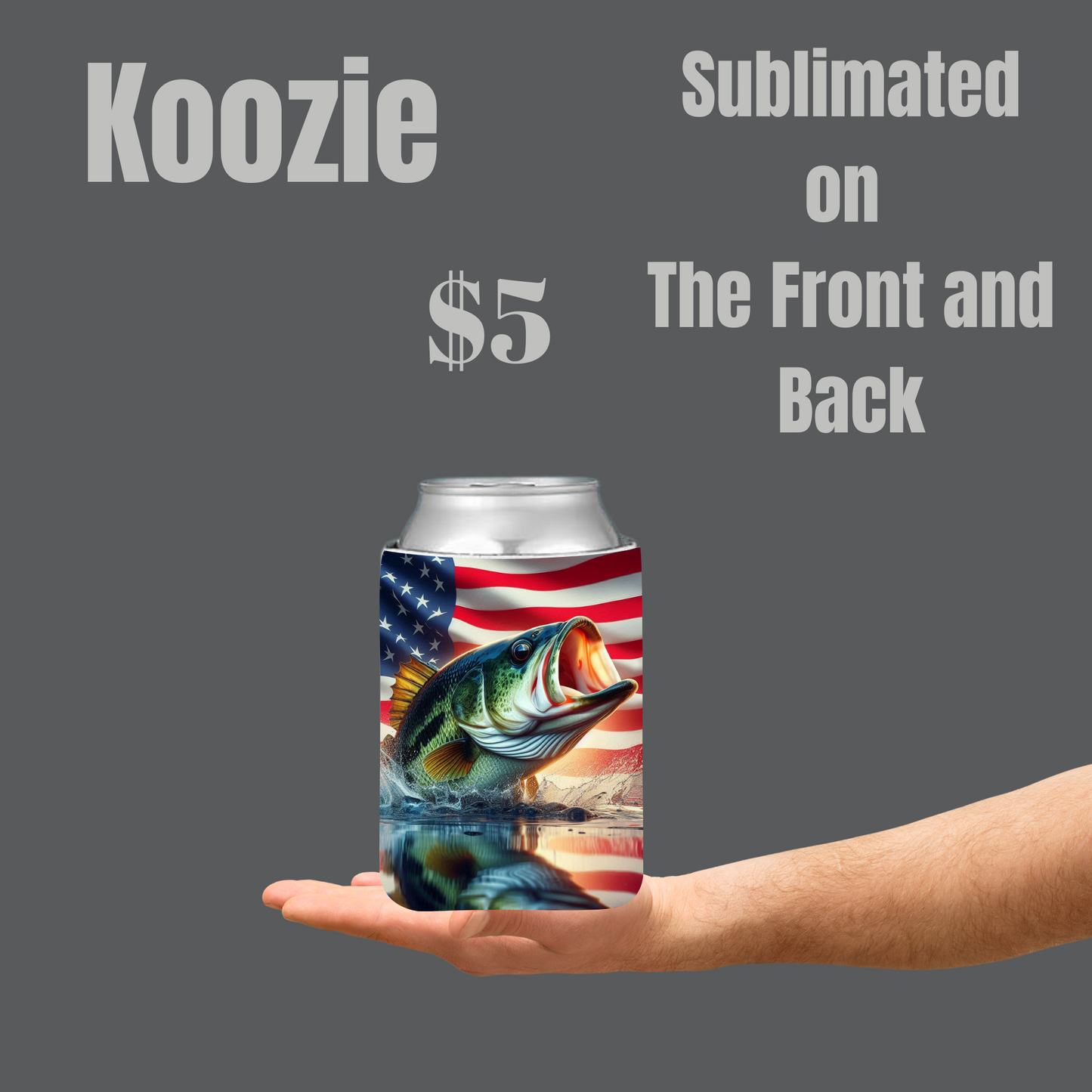 Patriotic Bass Fish Koozie